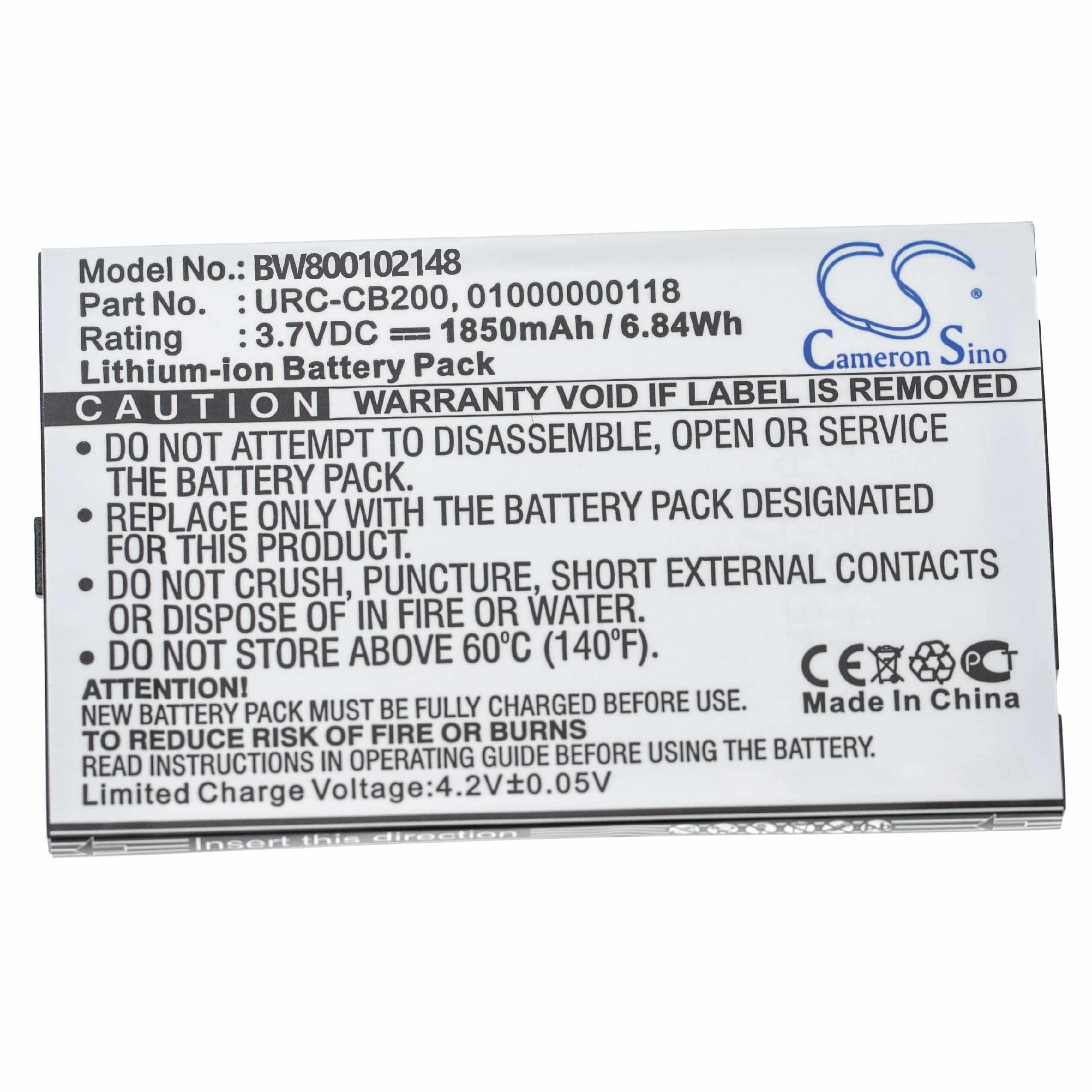 Batterie remplace Sonos 01000000118, URC-CB200 pour télécommande - 2000mAh 3,7V Li-ion