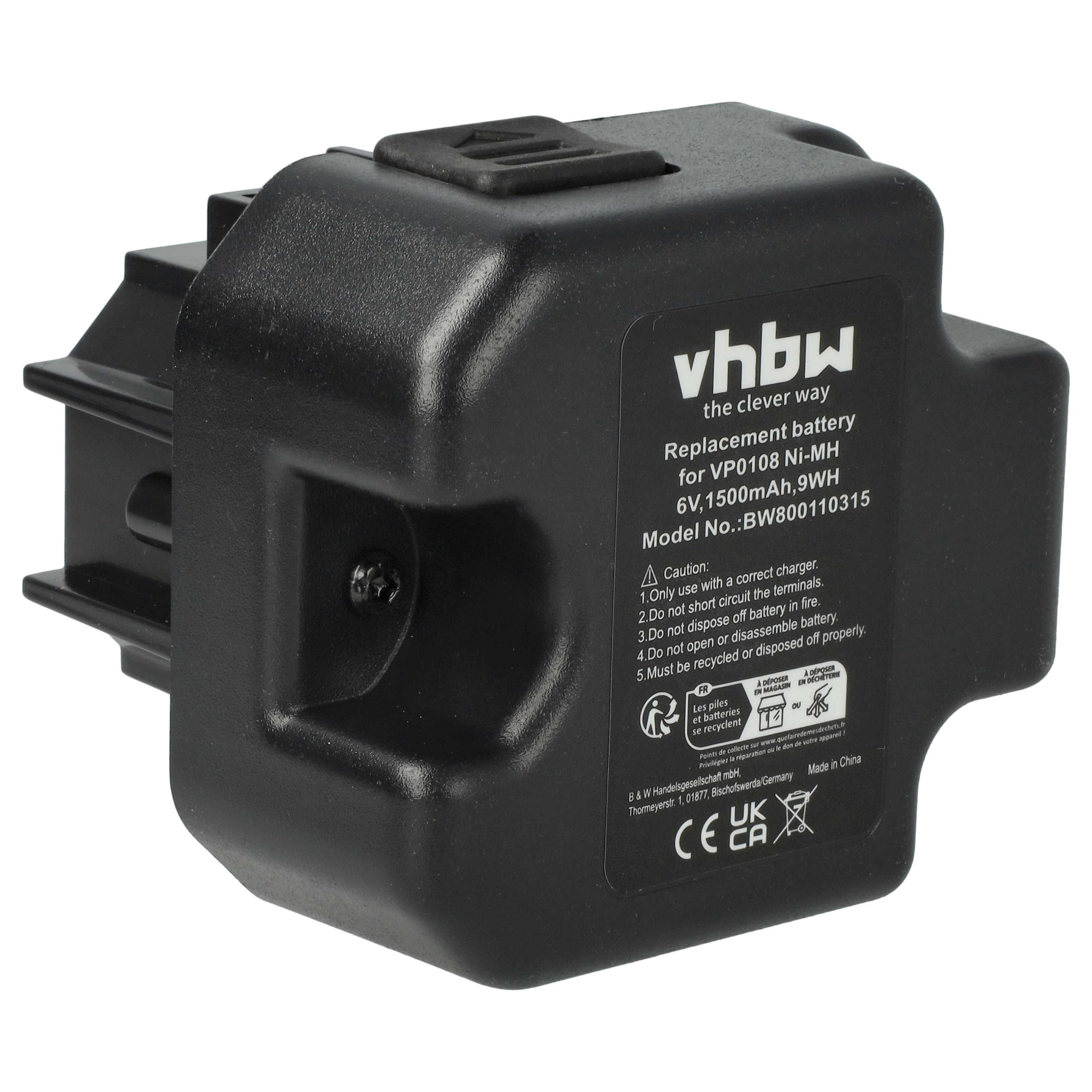 2x Battery replaces Senco VP0108, VP0109 Electric Power Tool - 1500 mAh, 6 V, NiMH
