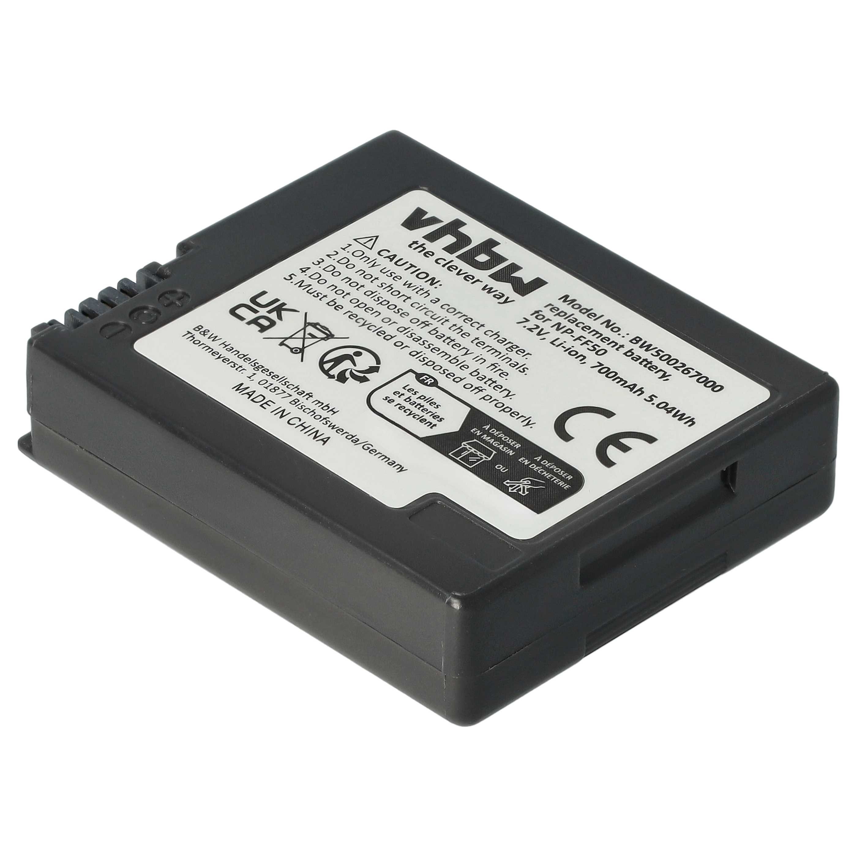 Videocamera Battery Replacement for Sony NP-FF51, NP-FF50 - 700 mAh 7.2 V Li-Ion