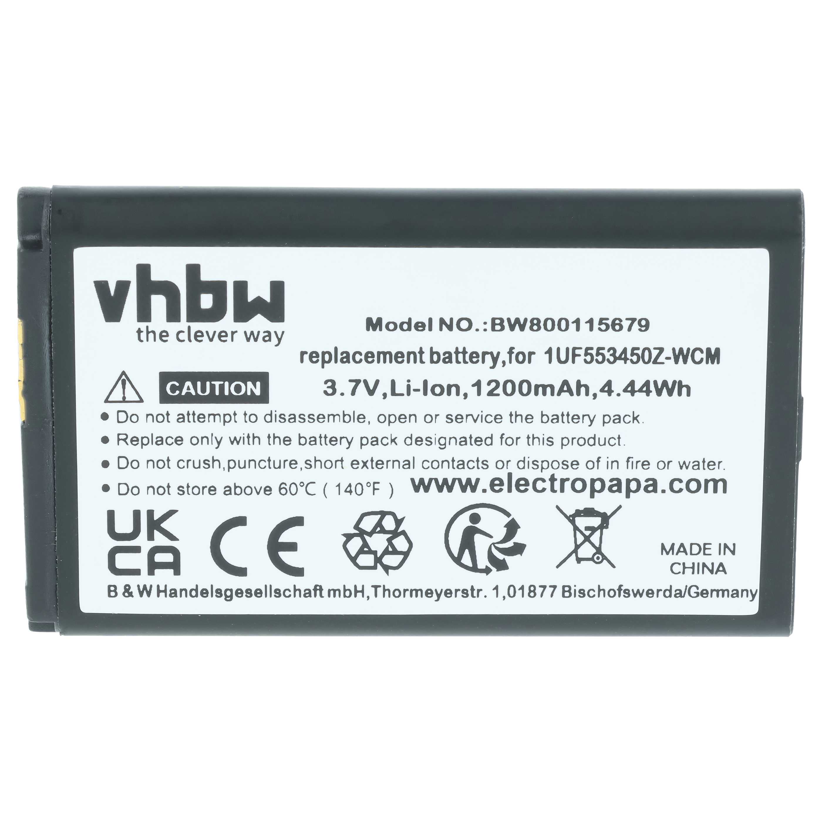 Batería reemplaza 1UF553450Z-WCM, B056P036-1004, ACK-40403 para tablet, Pad (1200 mAh, 3,7 V, Li-Ion)