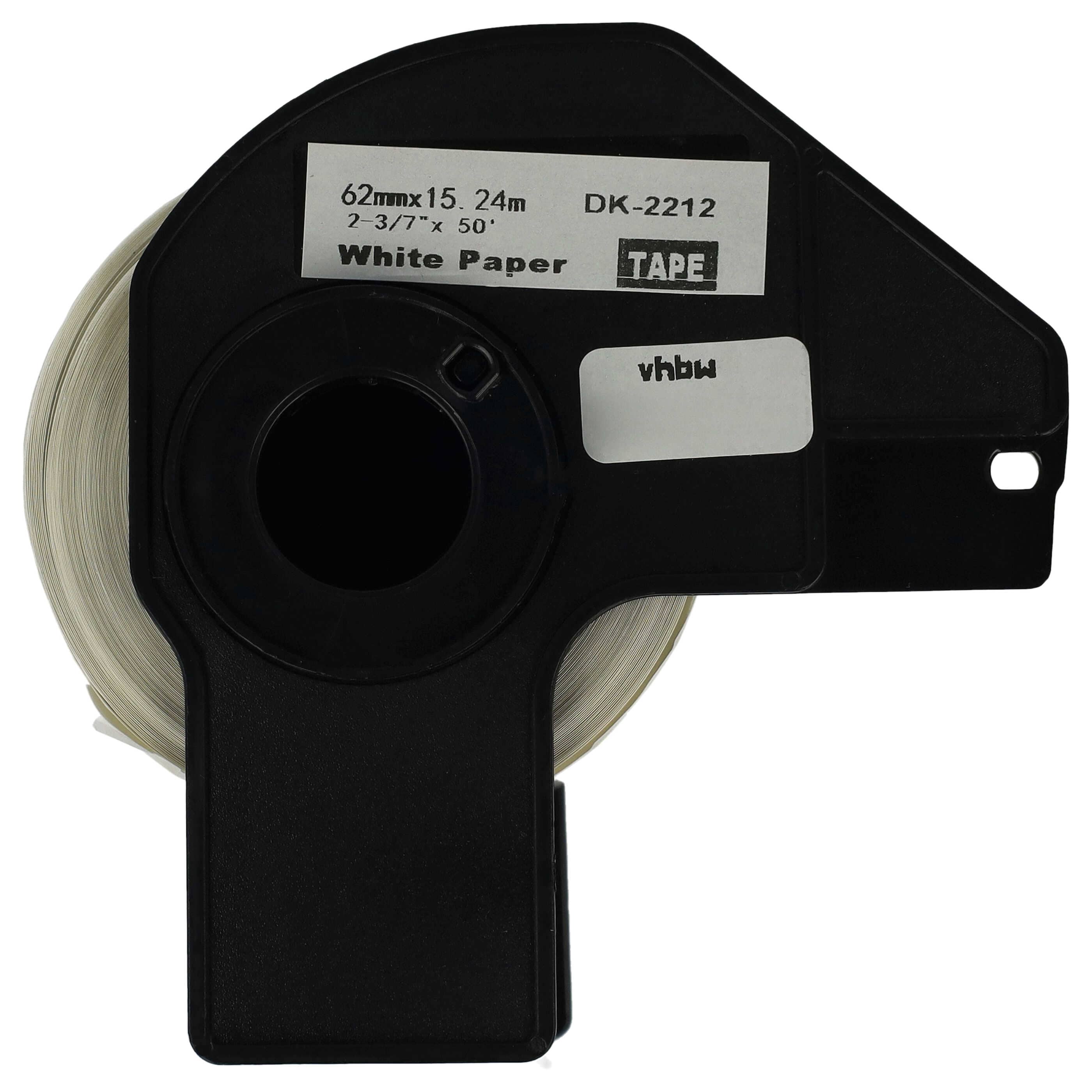 Rotolo etichette sostituisce Brother DK-22212 per etichettatrice - Premium 62mm x 15,24m + supporto
