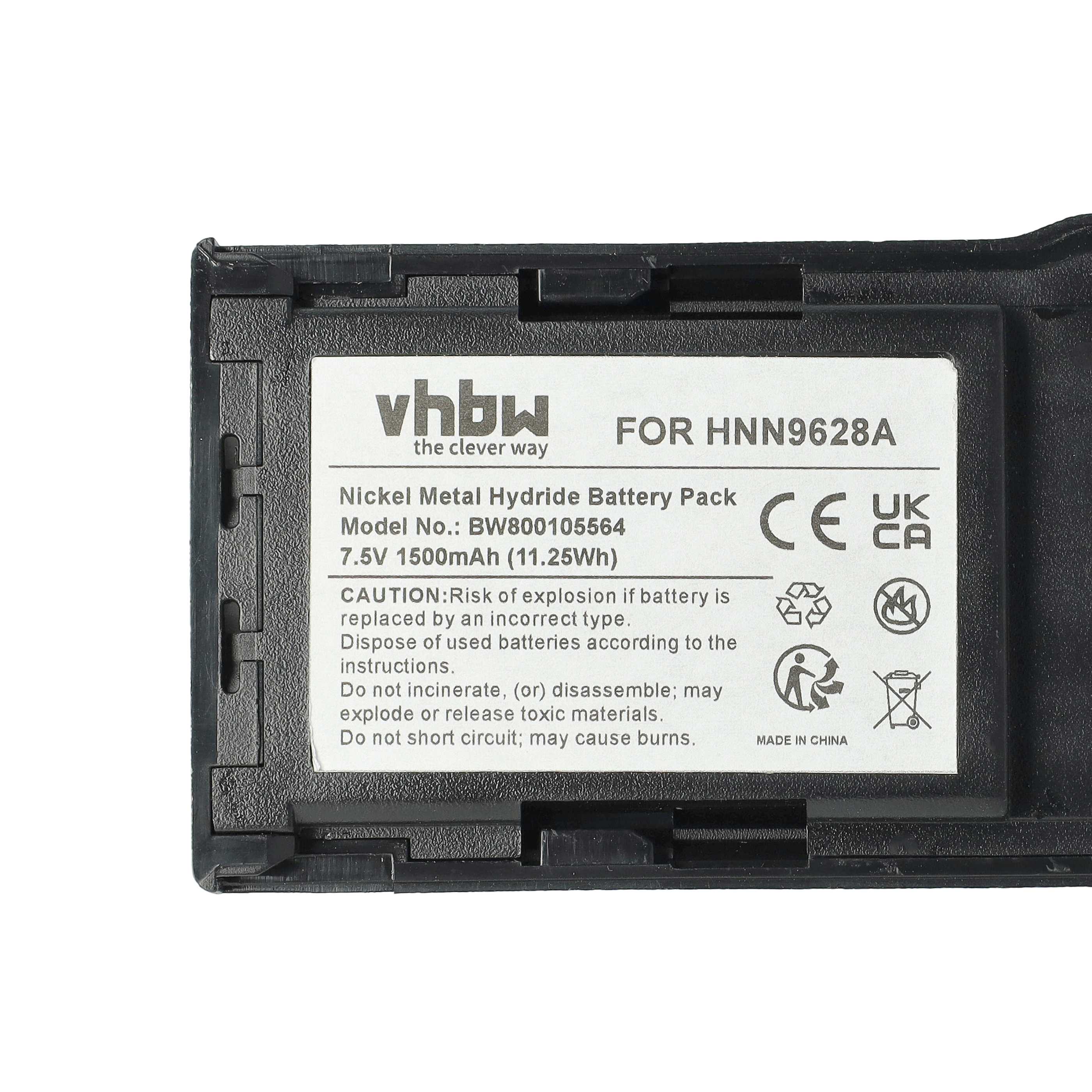Radio 10x Battery replaces Motorola HNN8133C, HNN9628A, HNN8308A, HNN9628 - 1500 mAh 7.5 V NiMH + Belt Clip