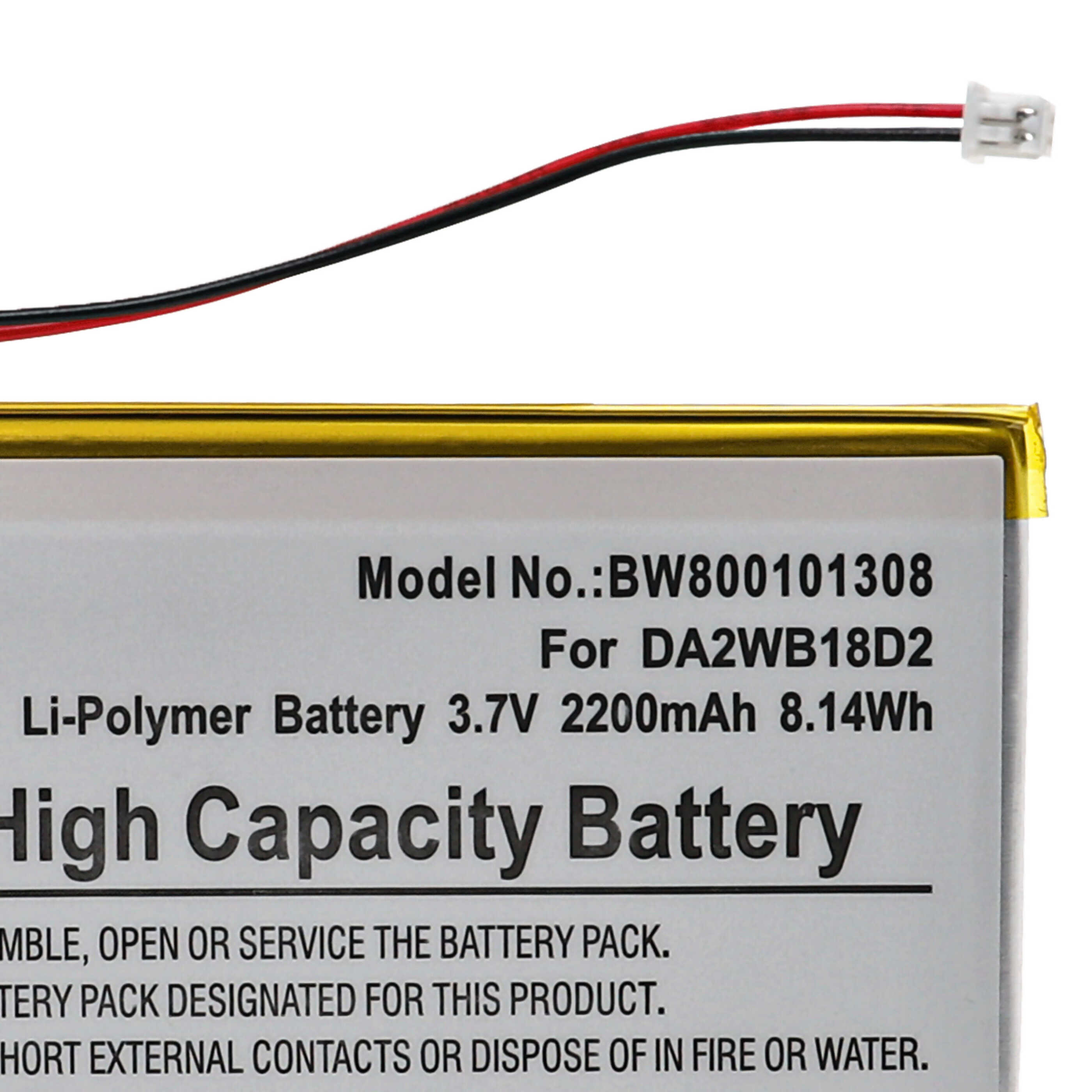 Batteria per MP3 music player sostituisce Iriver DA2WB18D2 Iriver - 2200mAh 3,7V Li-Poly
