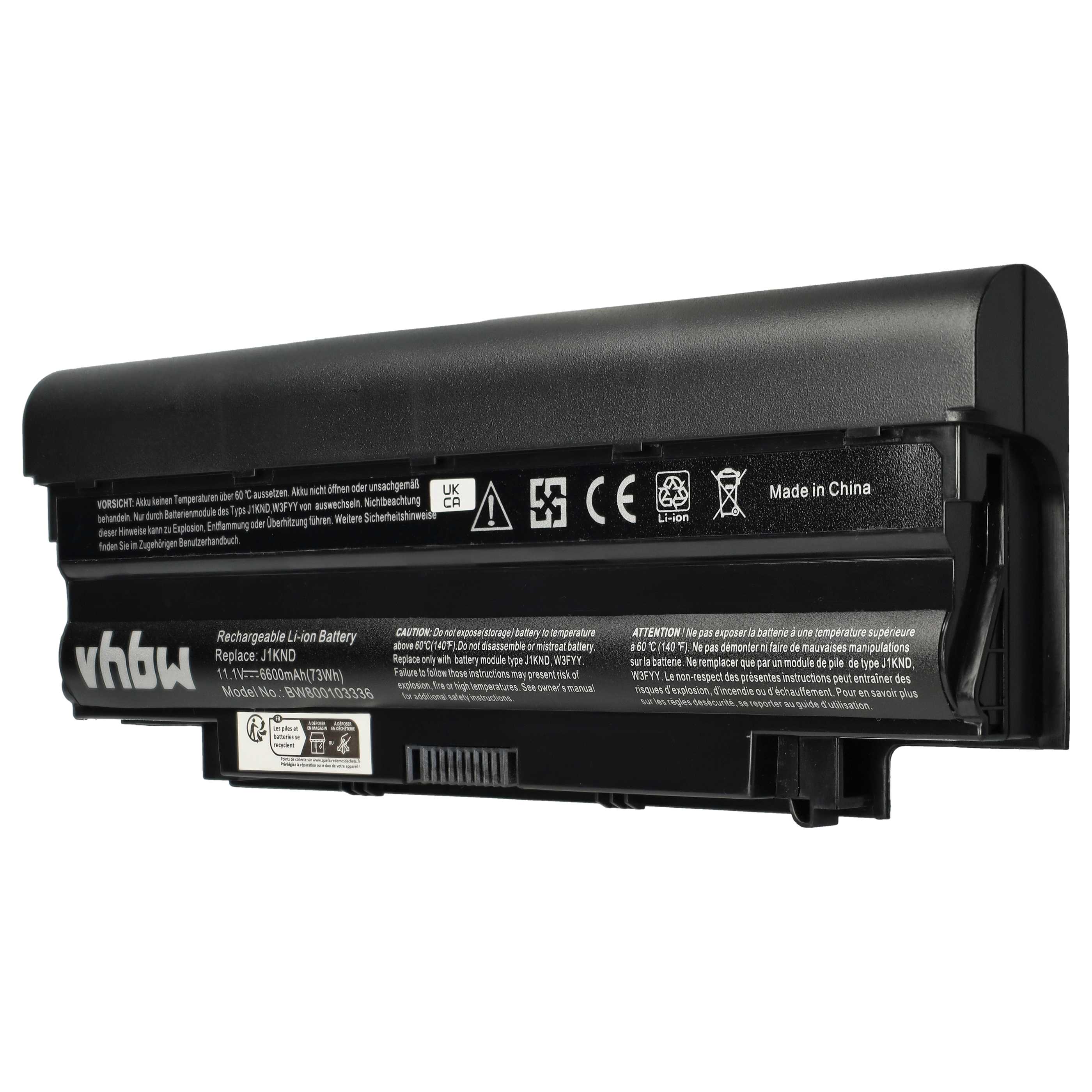 Akumulator do laptopa zamiennik Dell 07XFJJ, 0J1KND, 04YRJH, 06P6PN, 0383CW - 6600 mAh 11,1 V Li-Ion, czarny