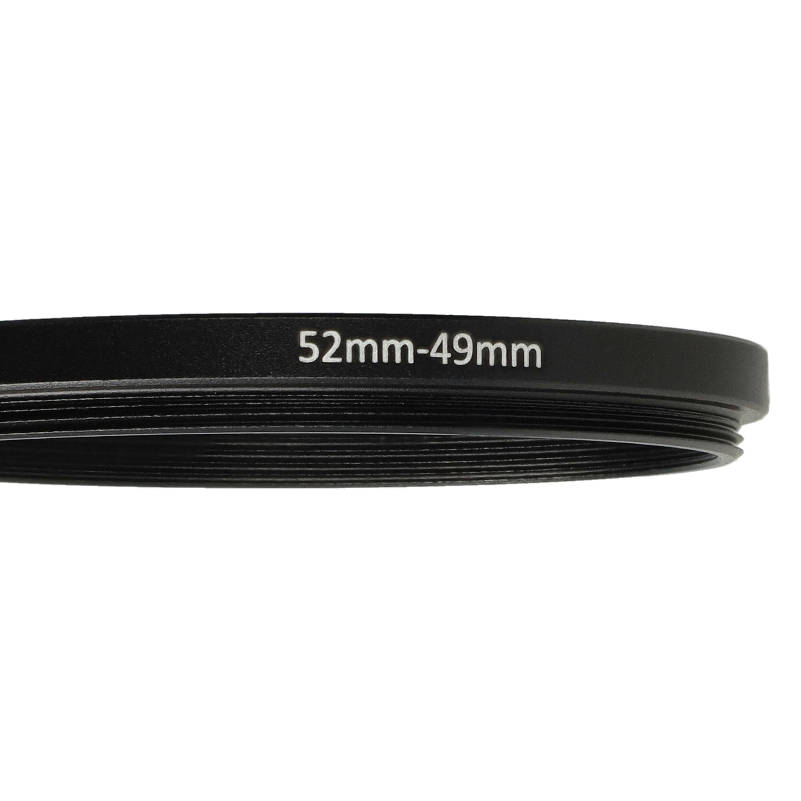 Redukcja filtrowa adapter Step-Down 52 mm - 49 mm pasująca do obiektywu - metal, czarny
