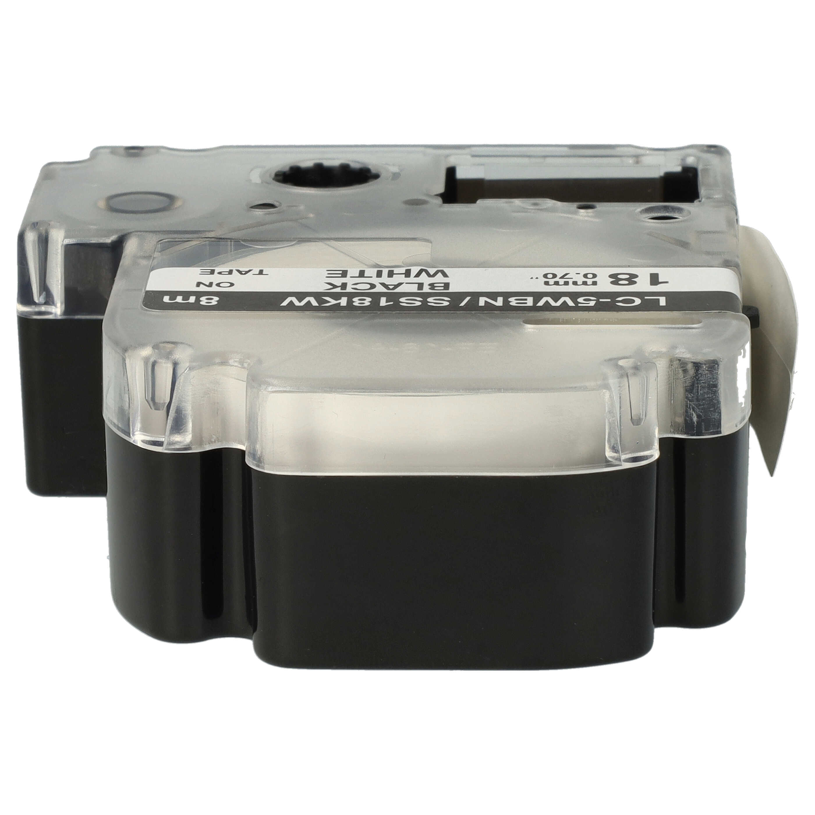 50x Label Tape replaces Epson LC-5WBN - 18 mm Black to White