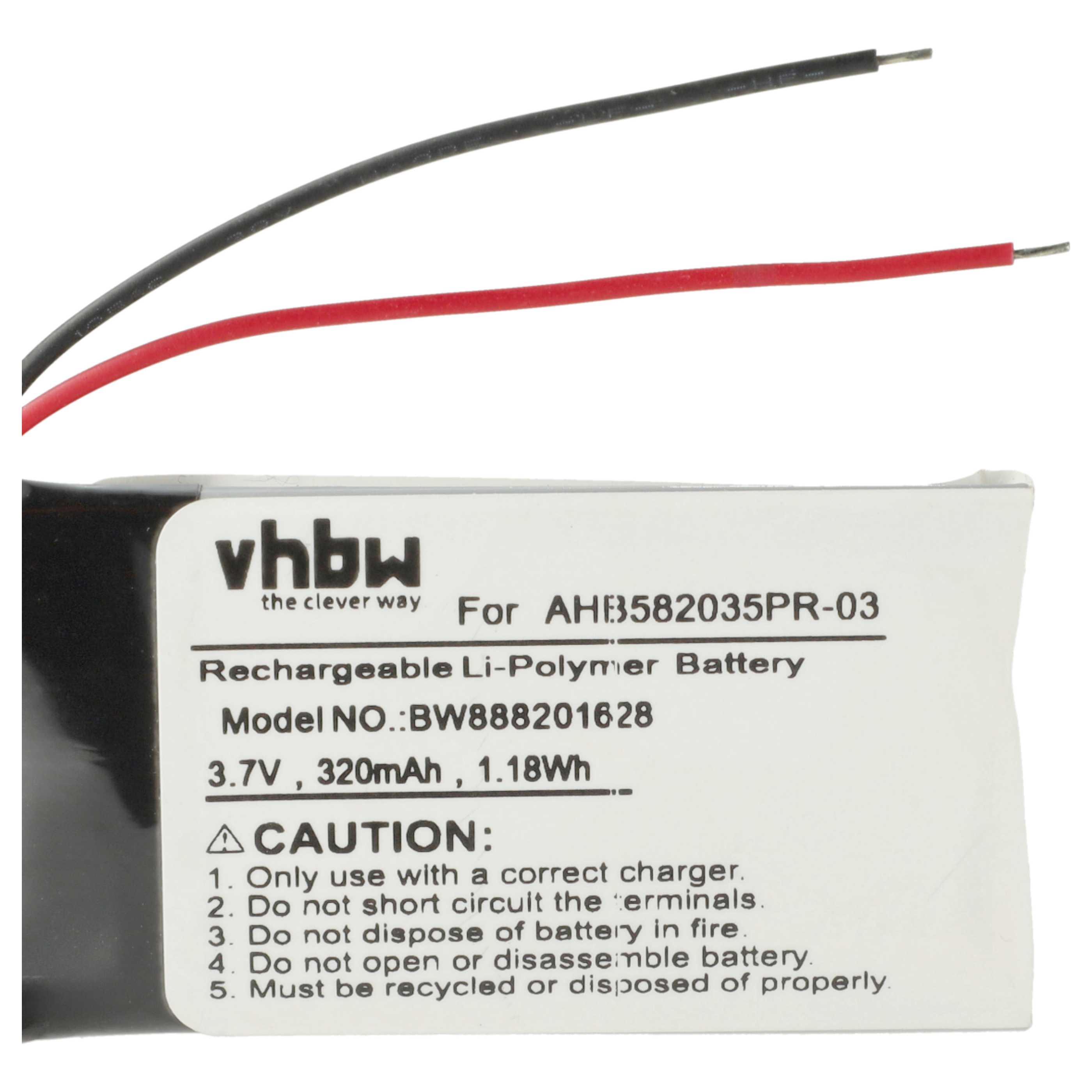 Batterie (5 pcs.) remplace Jabra AHB582035PR-03 téléphone main-libre - 320mAh 3,7V Li-polymère