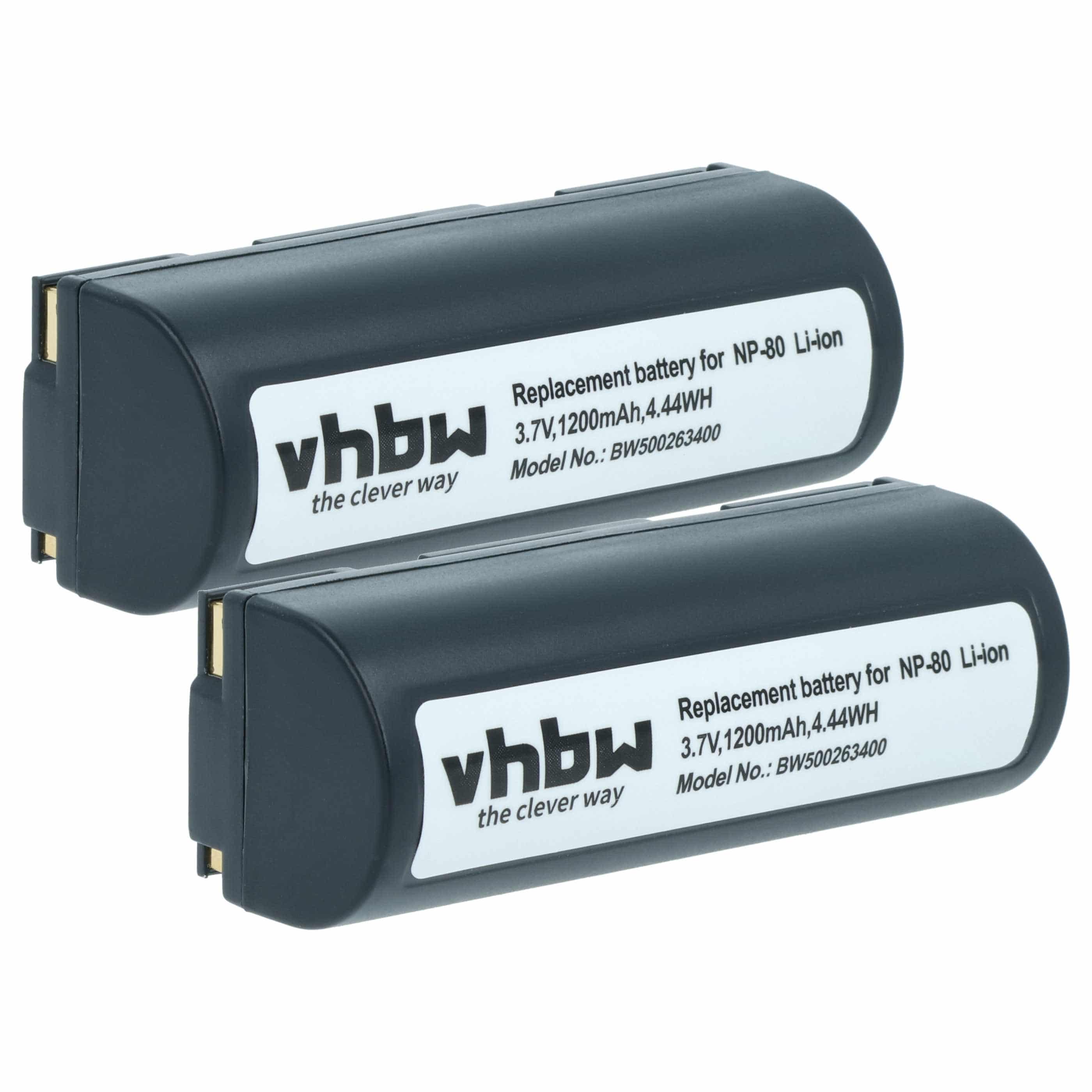 2x Battery replaces Epson EU95 - 1200mAh, 3.7V, Li-Ion
