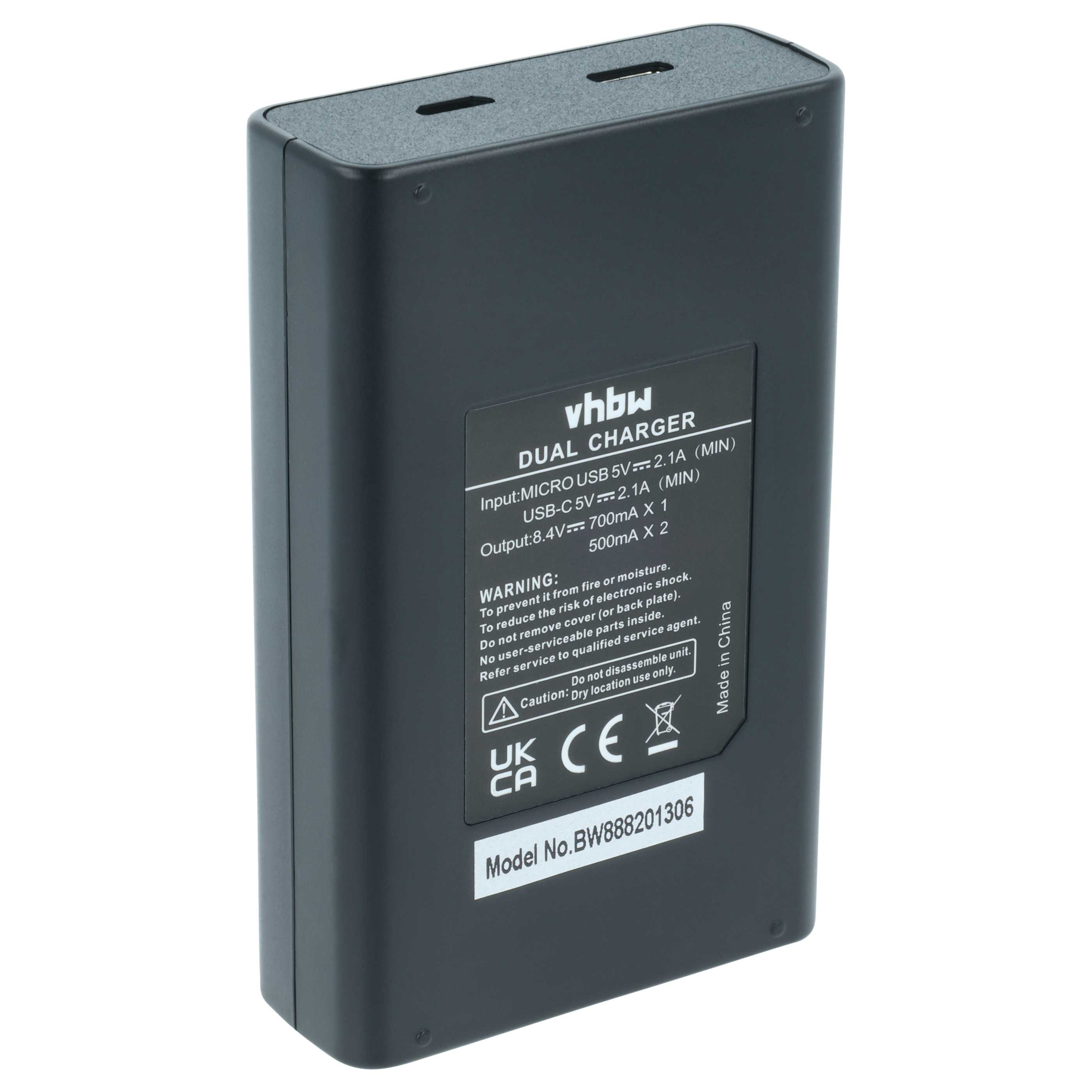 Battery Charger USB-C + Cable USB-C suitable for Leica, Panasonic Lumix Digital Camera etc.