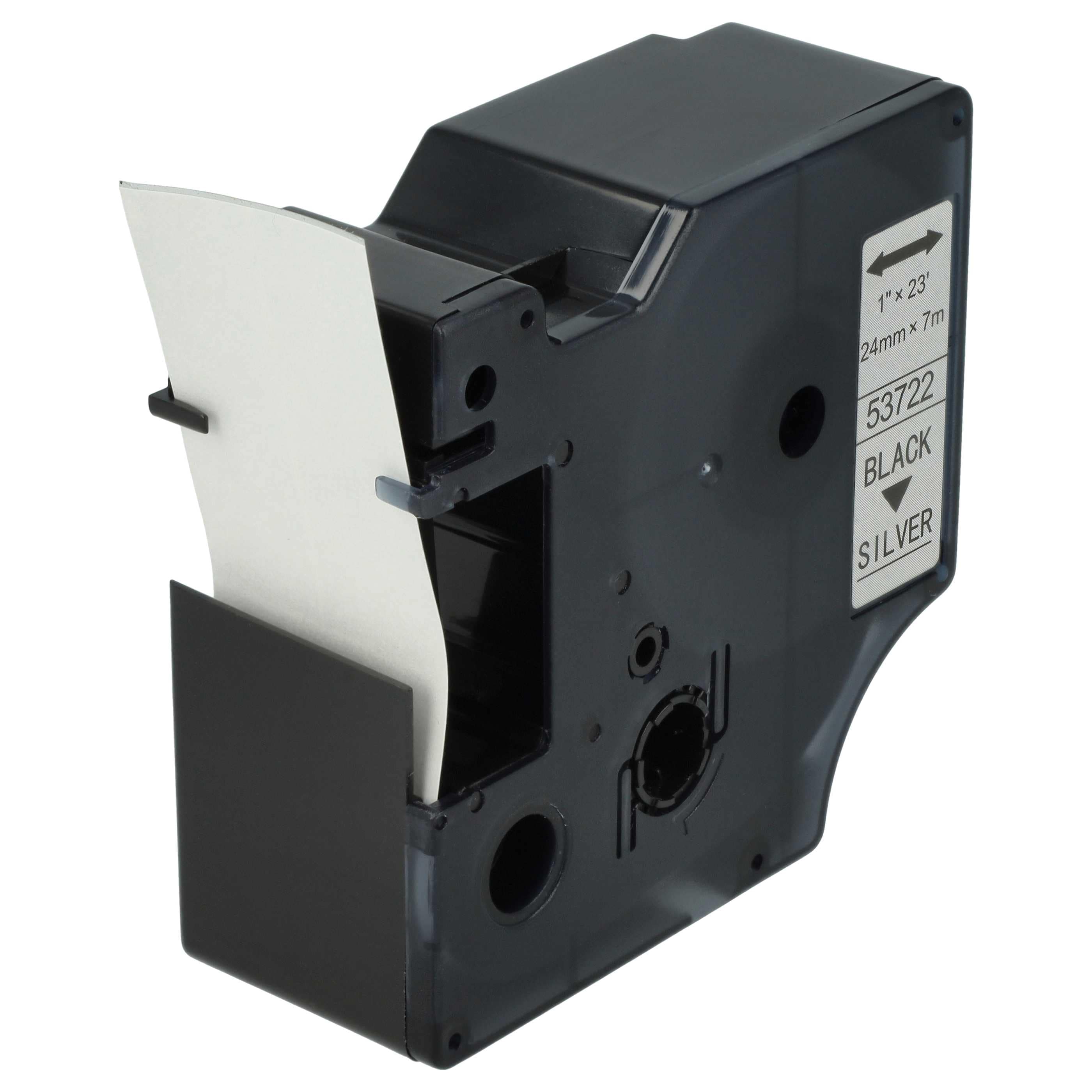 Label Tape replaces Dymo D1, 53722 - 24 mm Black to Silver