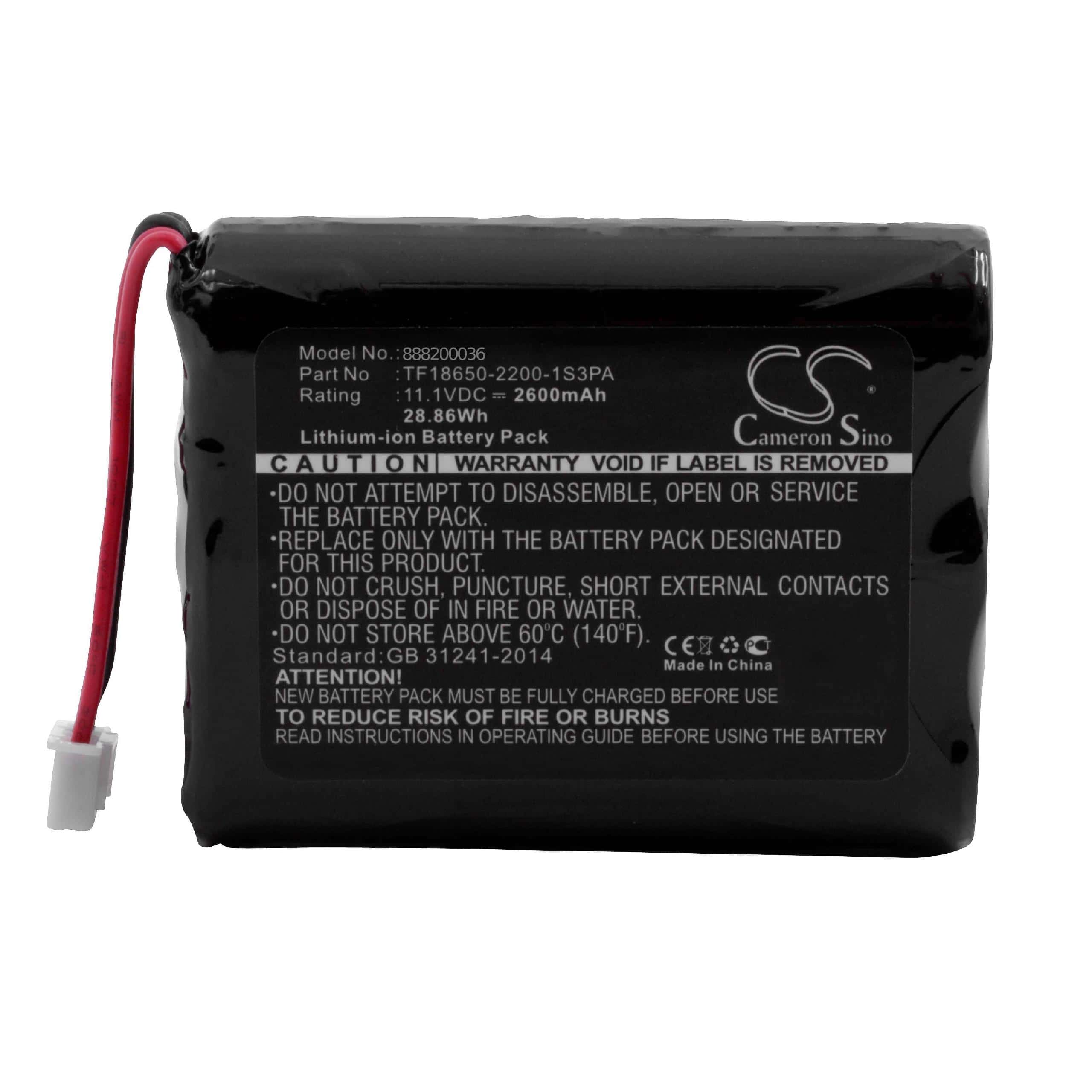  Battery replaces Marshall TF18650-2200-1S3PA for MarshallLoudspeaker - Li-Ion 2600 mAh
