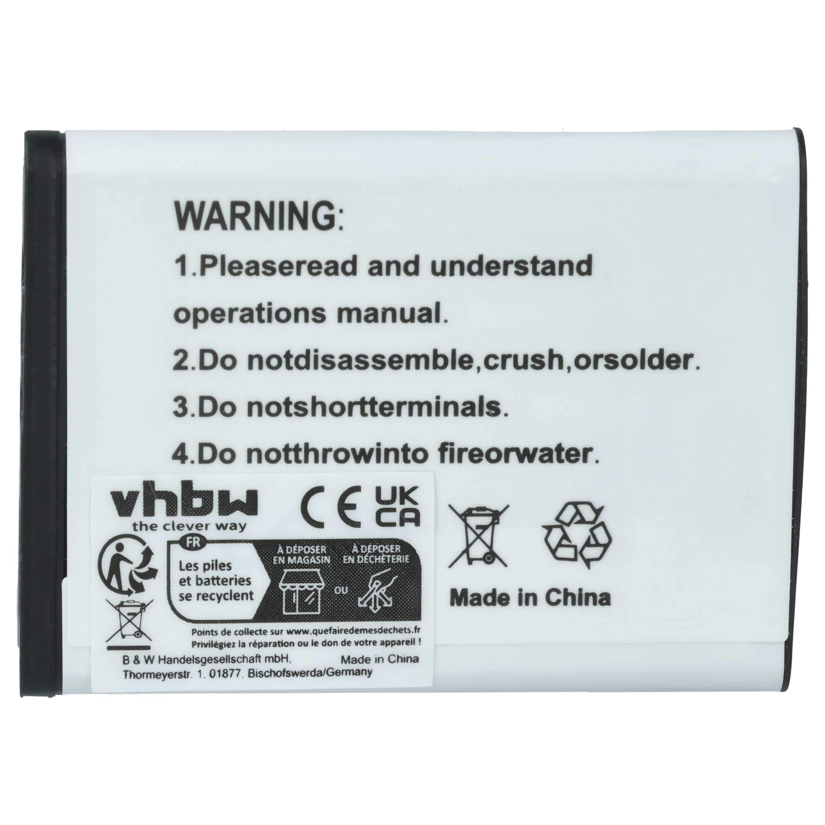 2x Battery replaces Samsung SLB-0837b - 500mAh, 3.7V, Li-Ion