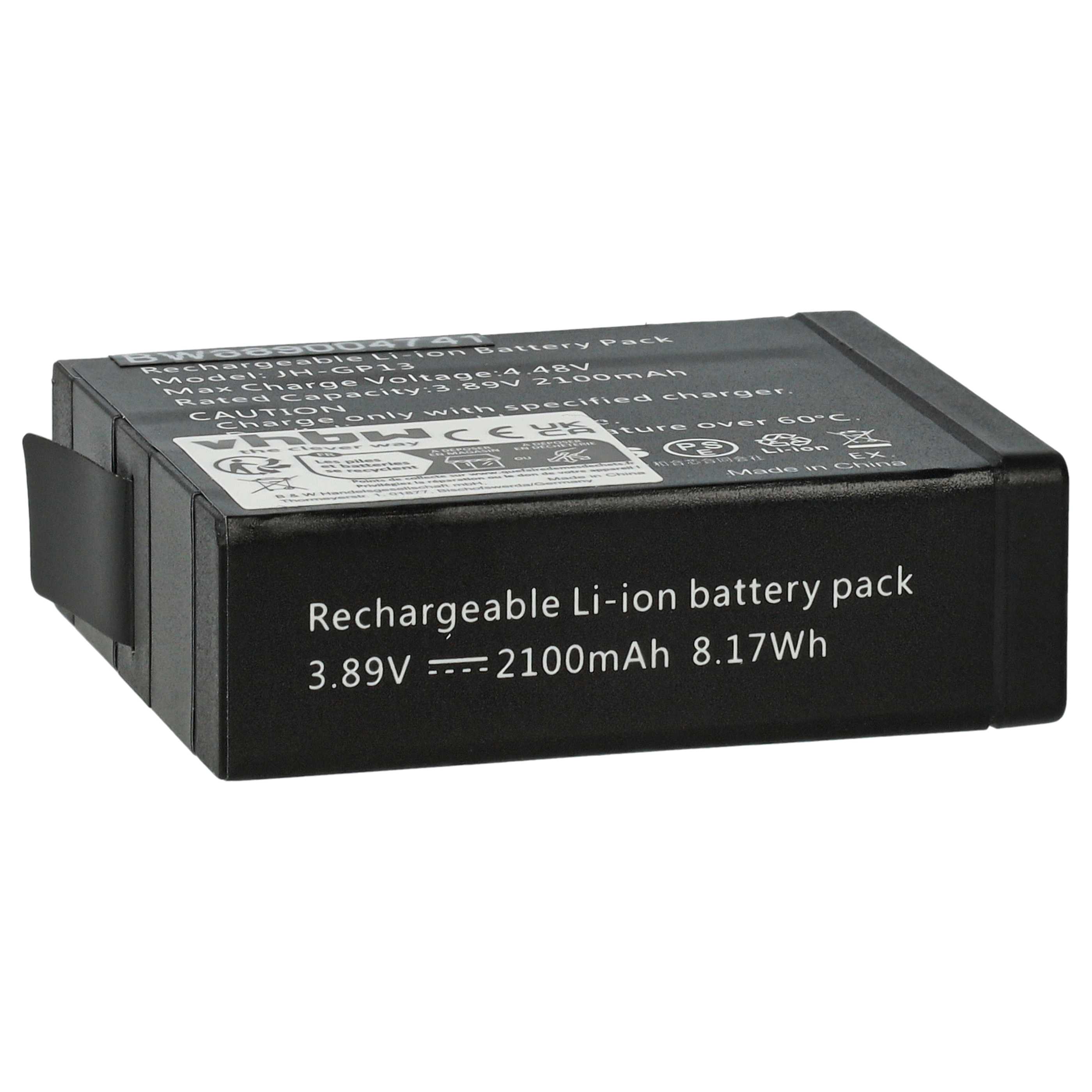 3x Battery replaces GoPro JH-GP13 - 2100mAh, 3.89V, Li-Ion