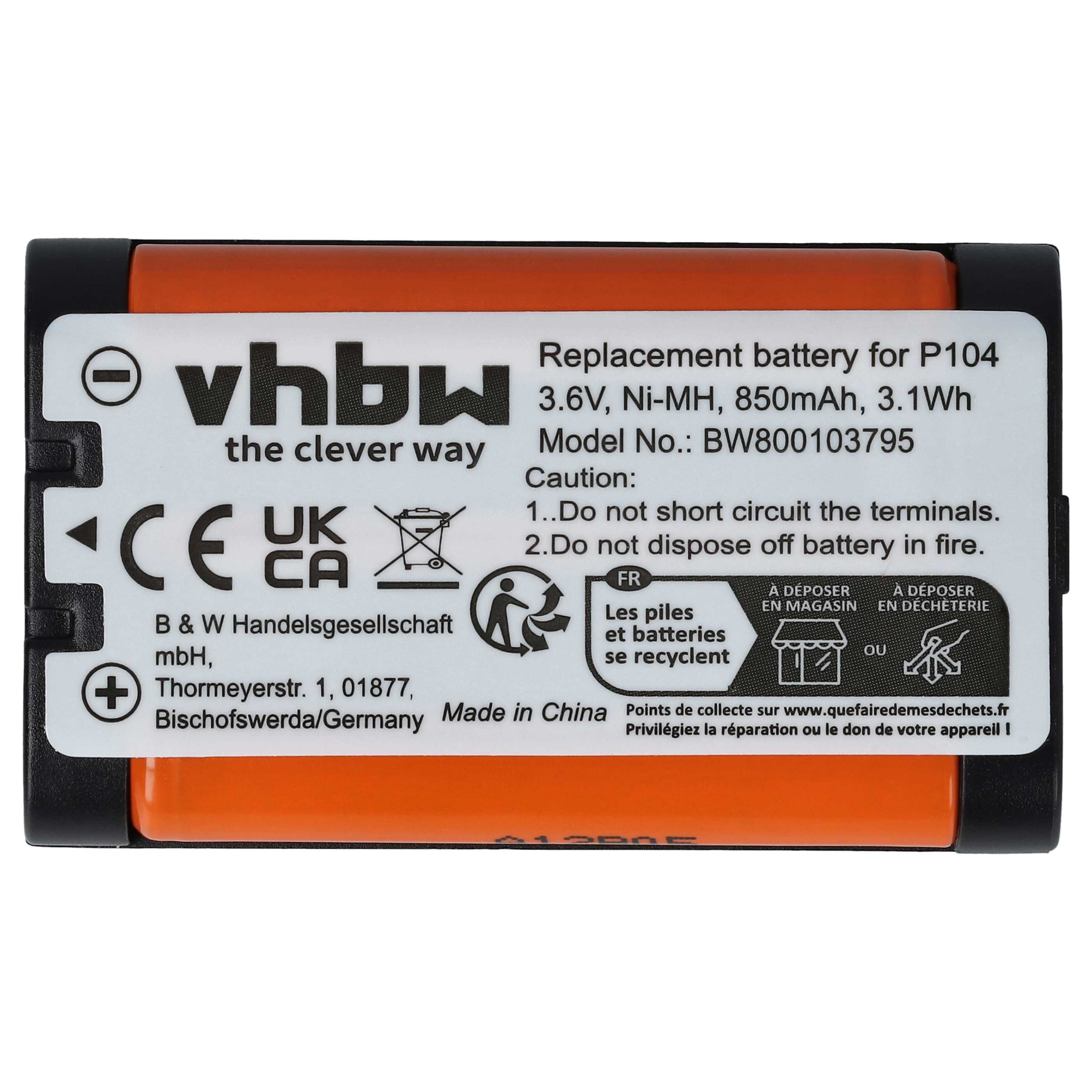 2x Batteries remplace 23-968, 43-9024, 43-9025, 43-9026, 43-9030 pour téléphone Panasonic - 850mAh 3,6V NiMH
