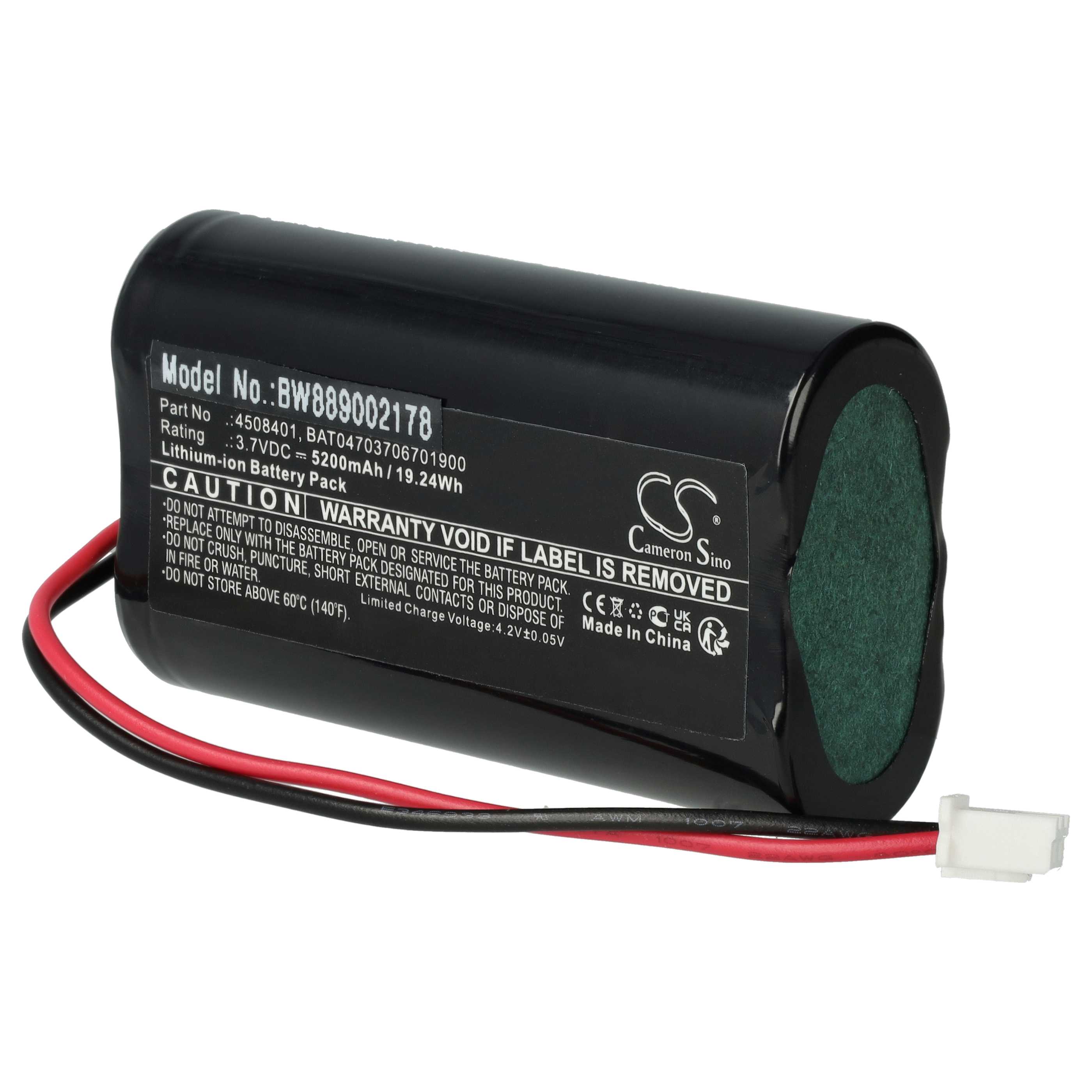 Tischlampe-Akku als Ersatz für BAT04703706701900, 4508401 - 5200mAh 3,7V Li-Ion