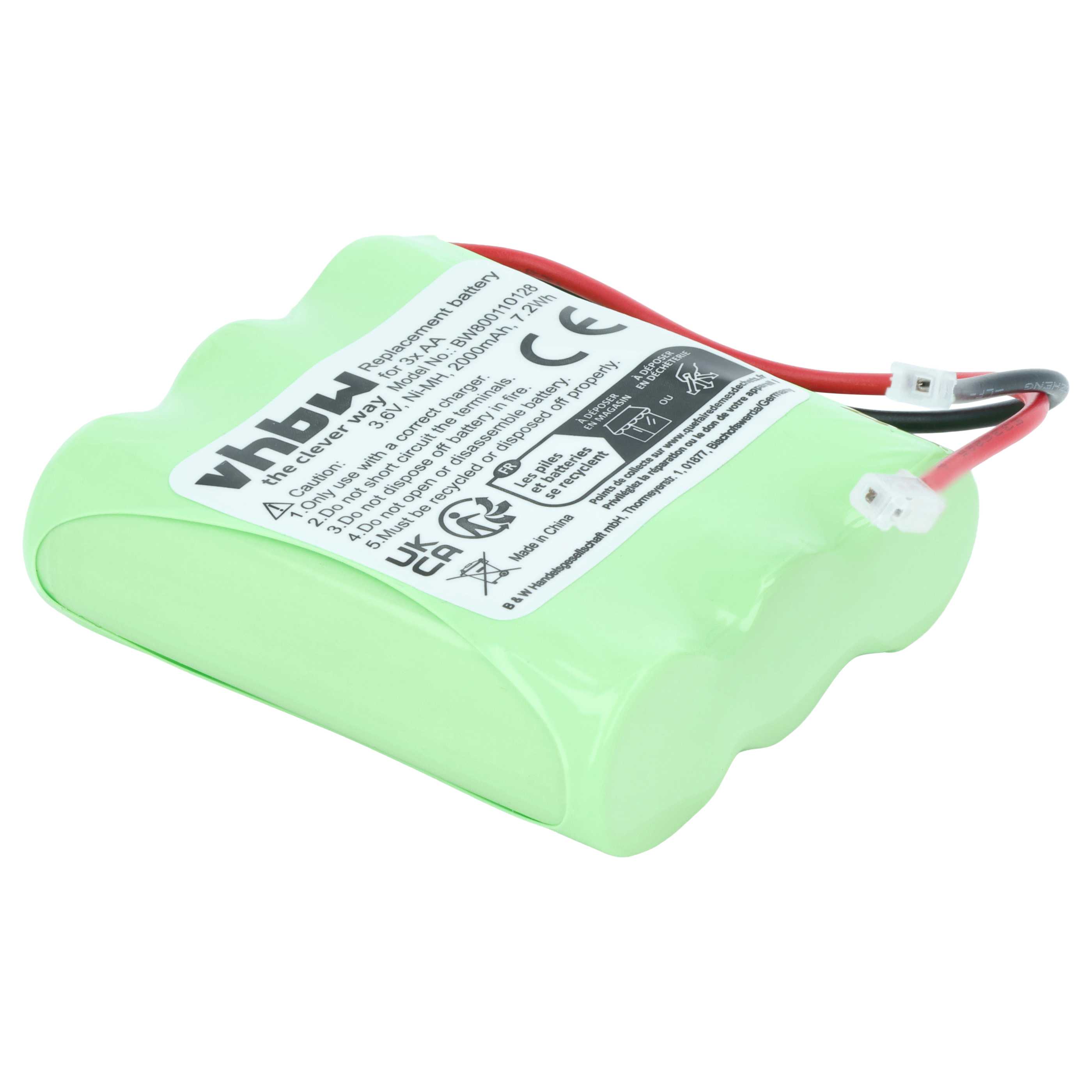 Universal Battery for various Devices - 2000 mAh 3.6 V NiMH Replaces 3x AA Mignon