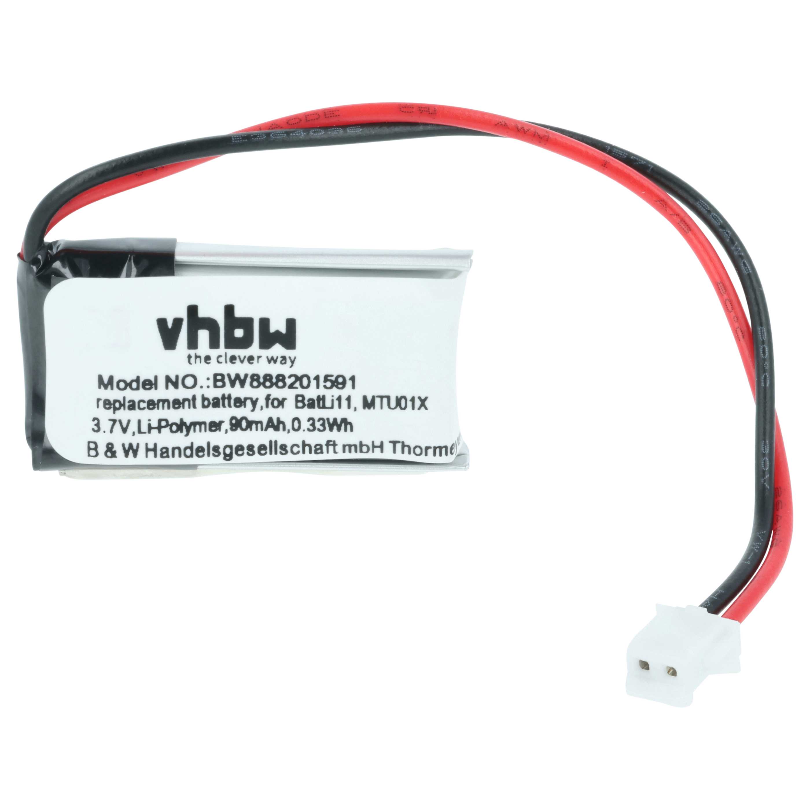 5x Batería reemplaza Intercom BatLi11, MTU01X para instalación alarma (90 mAh, 3,7 V, Li-Polímero)