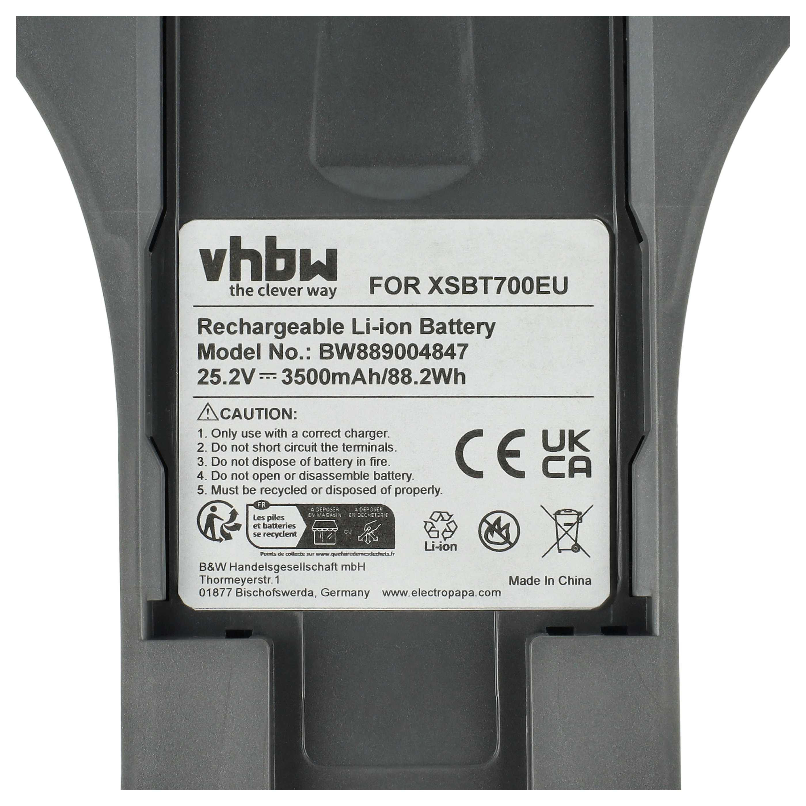 Battery replaces Shark XSBT700EU for Shark 3500mAh, 25.2V, Li-Ion