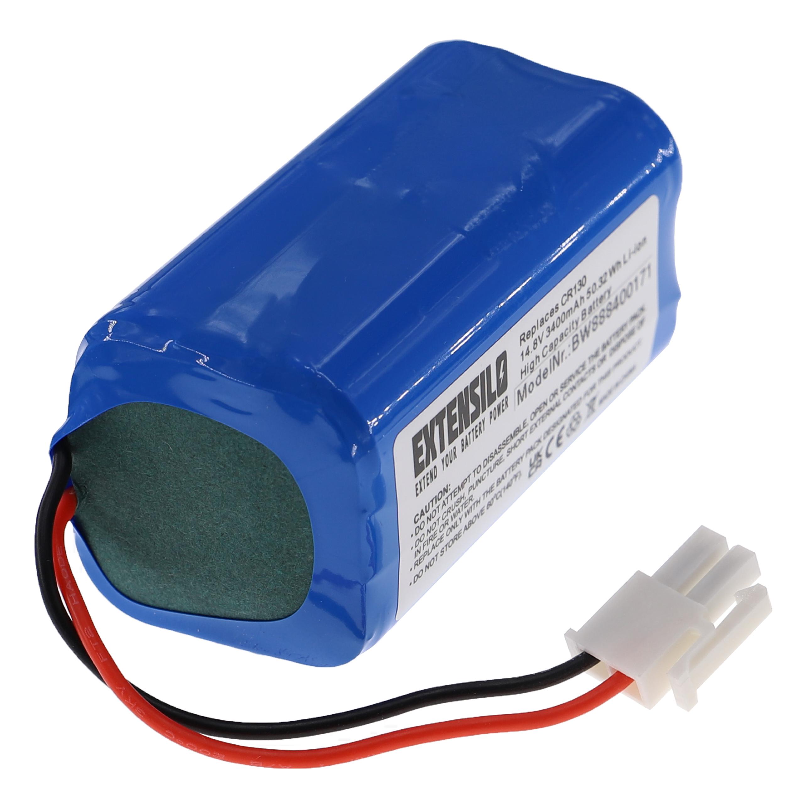 Battery Replacement for Ecovacs 4ICR19/65, BL7402A, INR18650-M26-4S1P for - 3400mAh, 14.8V, Li-Ion