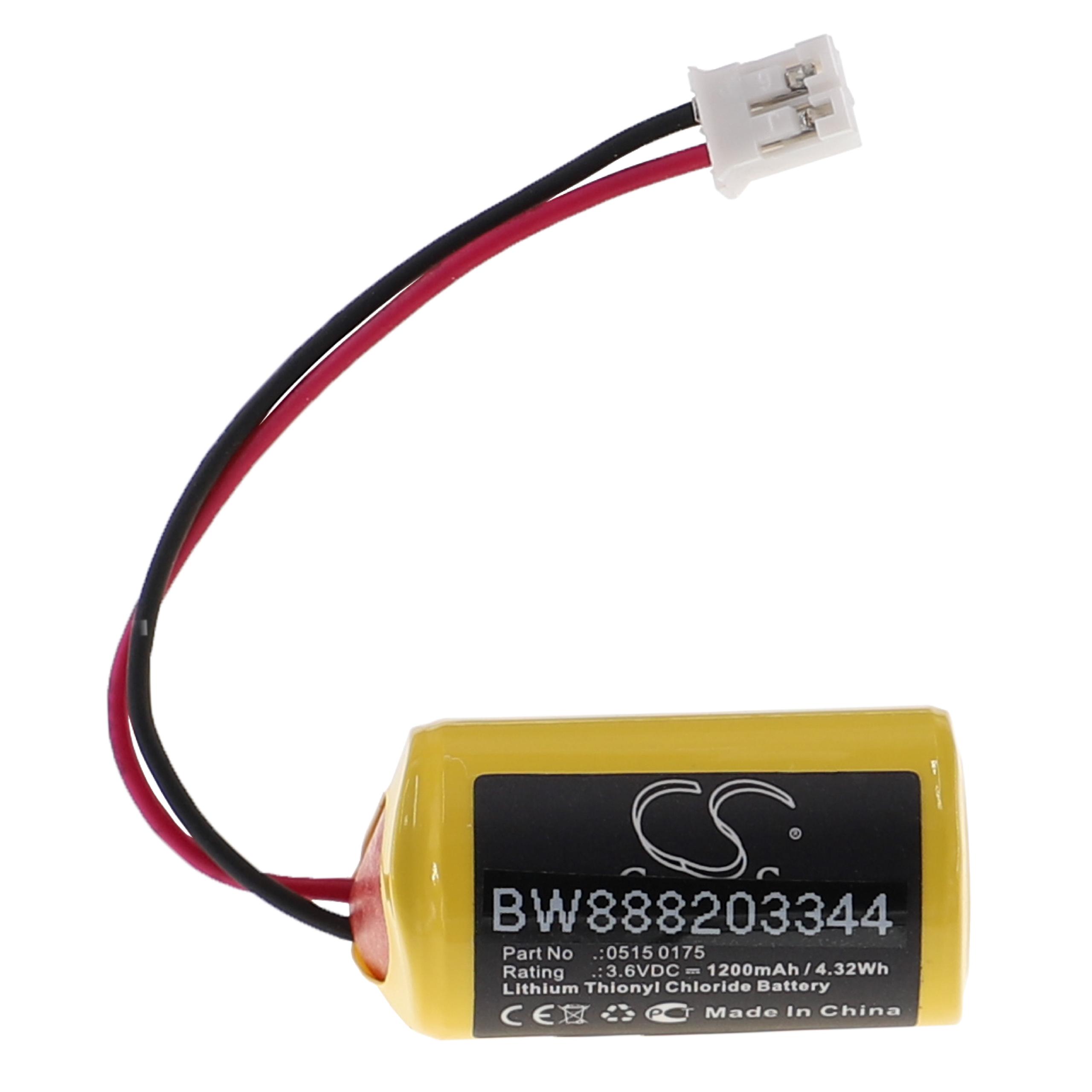 Temperaturlogger-Batterie als Ersatz für Testo 0515 0175 - 1200mAh 3,6V Li-SOCl2