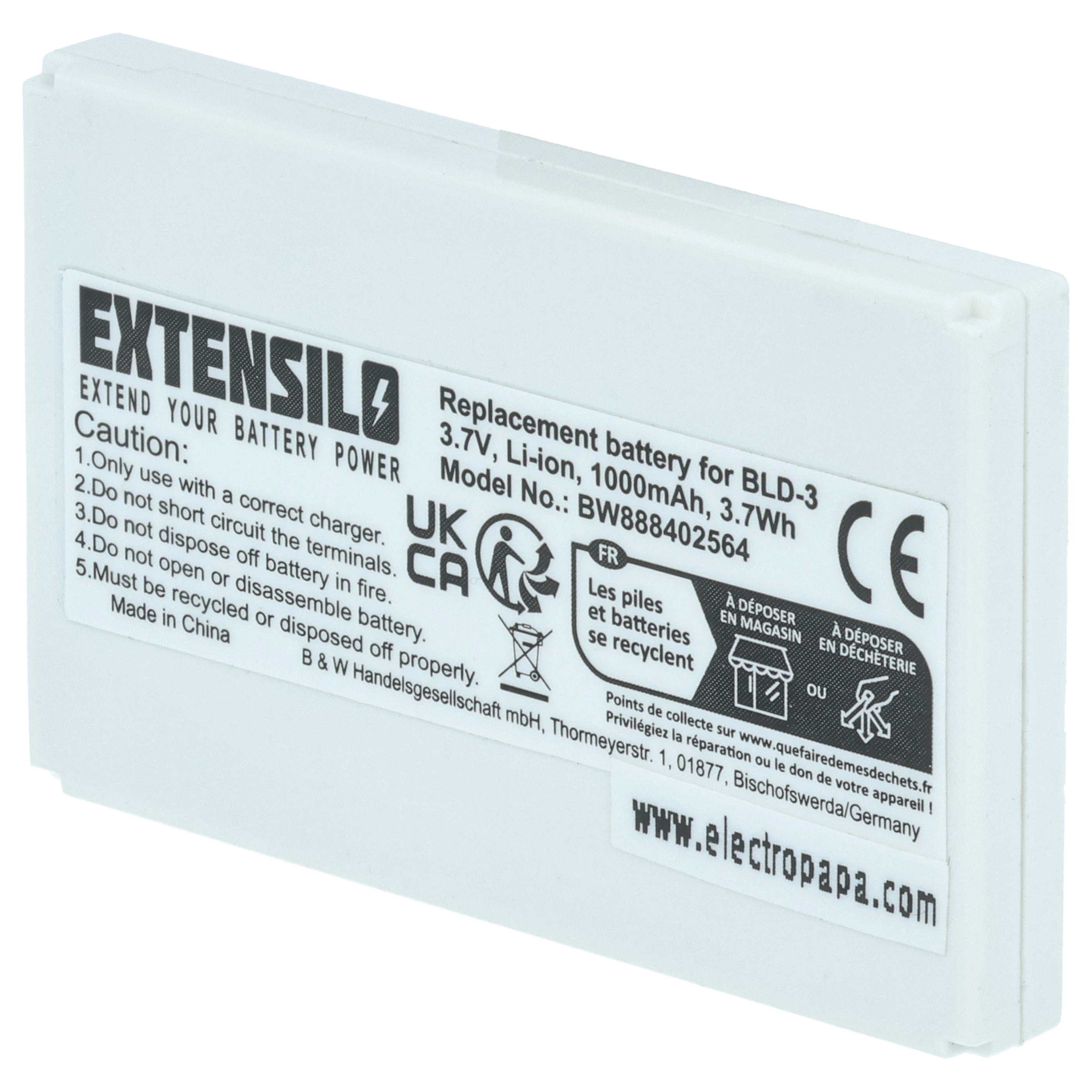 Batteria sostituisce Nokia BLD-3 per cellulare - 1000mAh 3,7V Li-Ion 