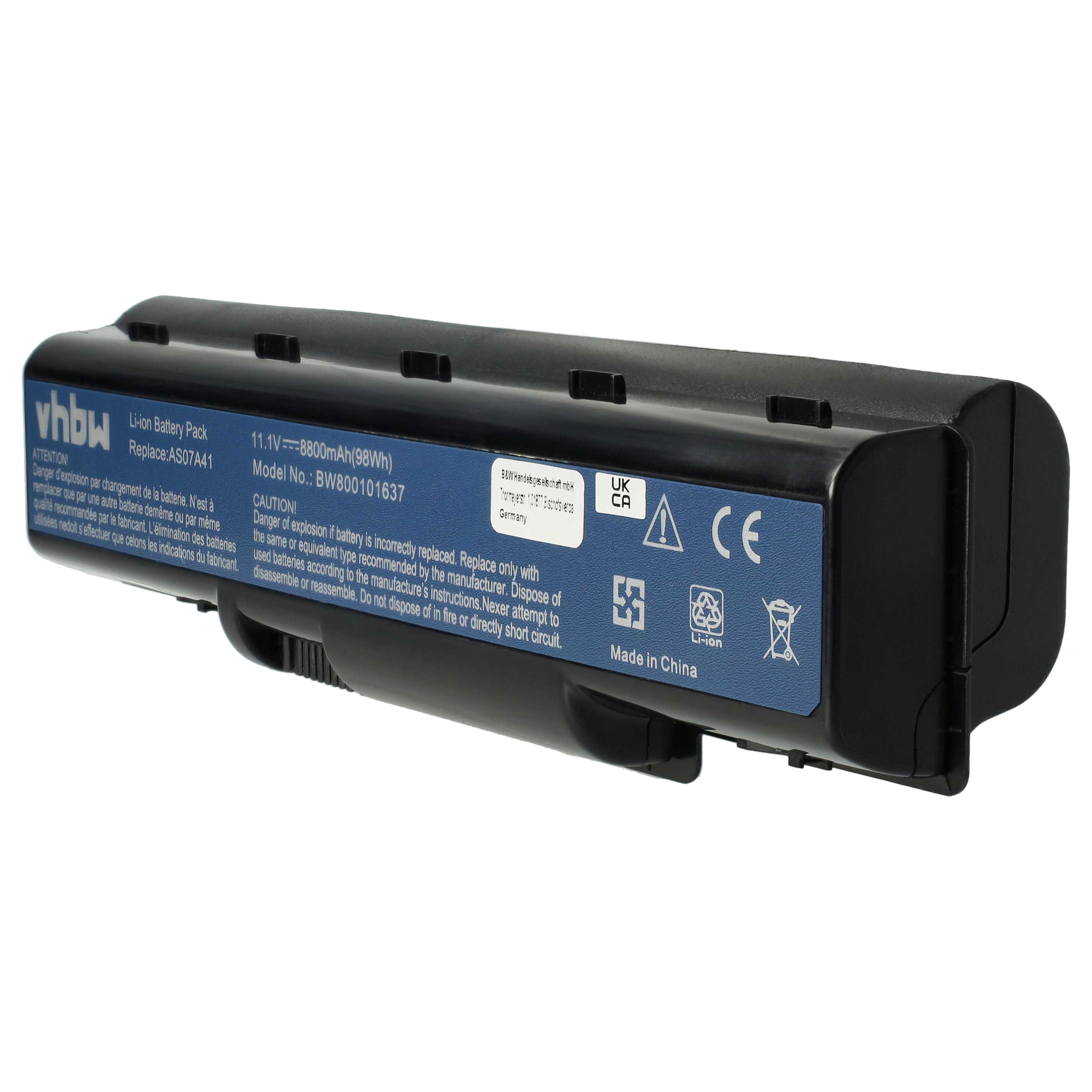 Akumulator do laptopa zamiennik Acer AS07A31, AS07A32, AS07A42, AS07A41 - 8800 mAh 11,1 V Li-Ion, czarny