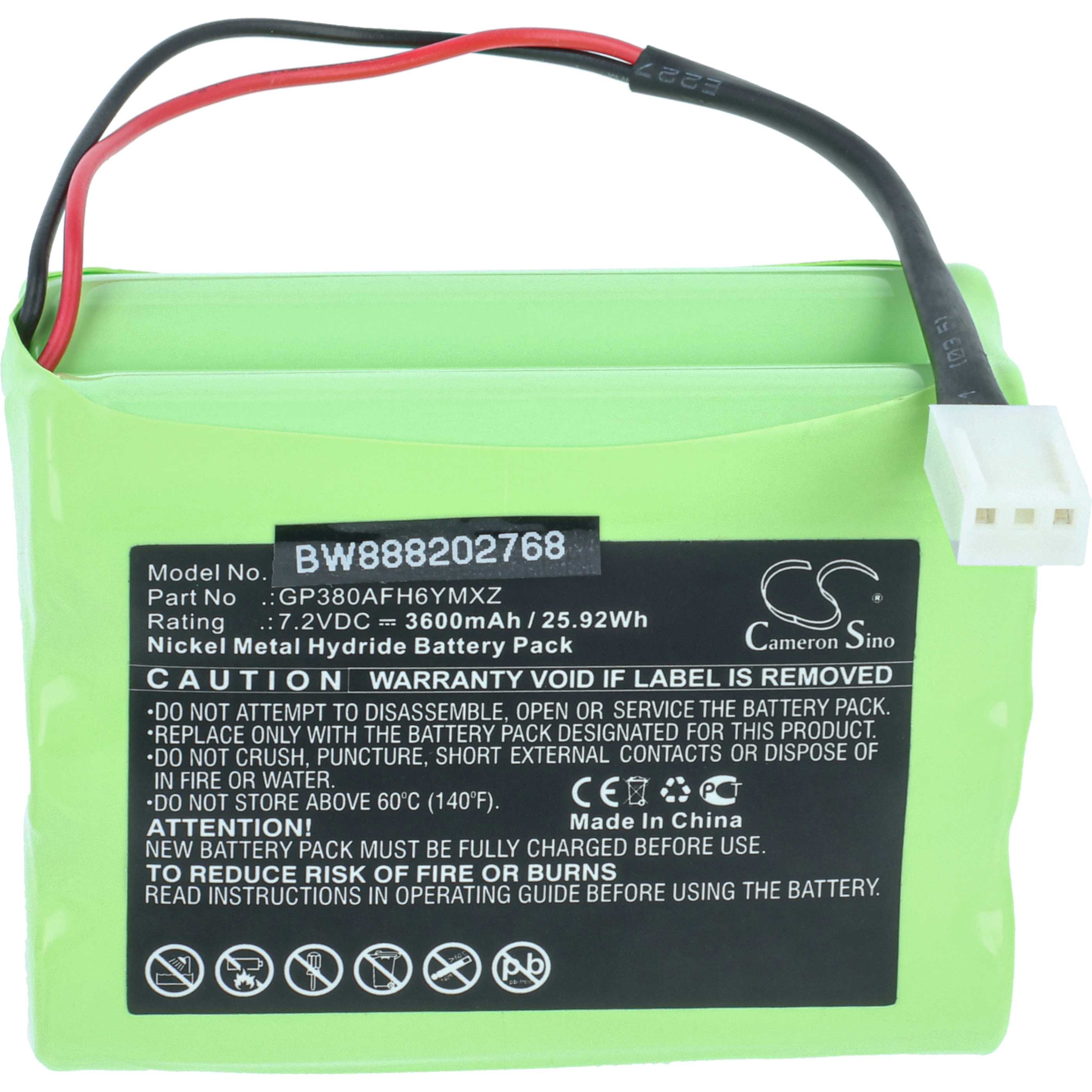 Batería reemplaza Megalite / Mettler / Transpal GP380AFH6YMXZ para dispositivo medición - 3600 mAh 7,2 V NiMH