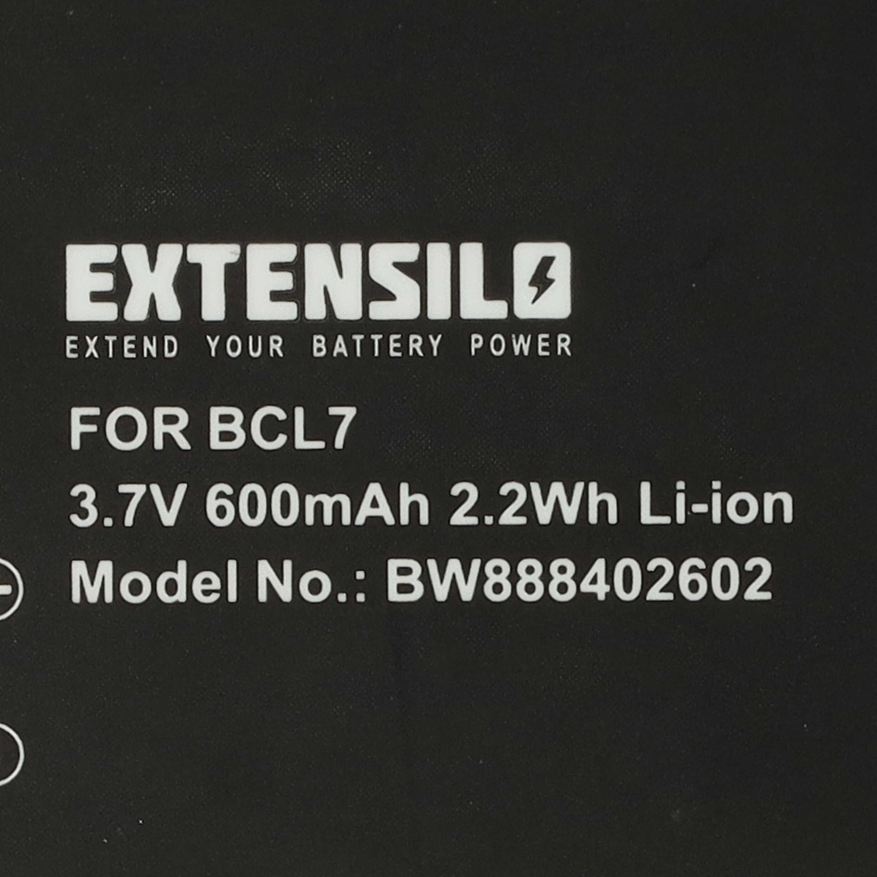3x Battery replaces Panasonic DMW-BCL7, DMW-BCL7E - 600mAh, 3.7V, Li-Ion