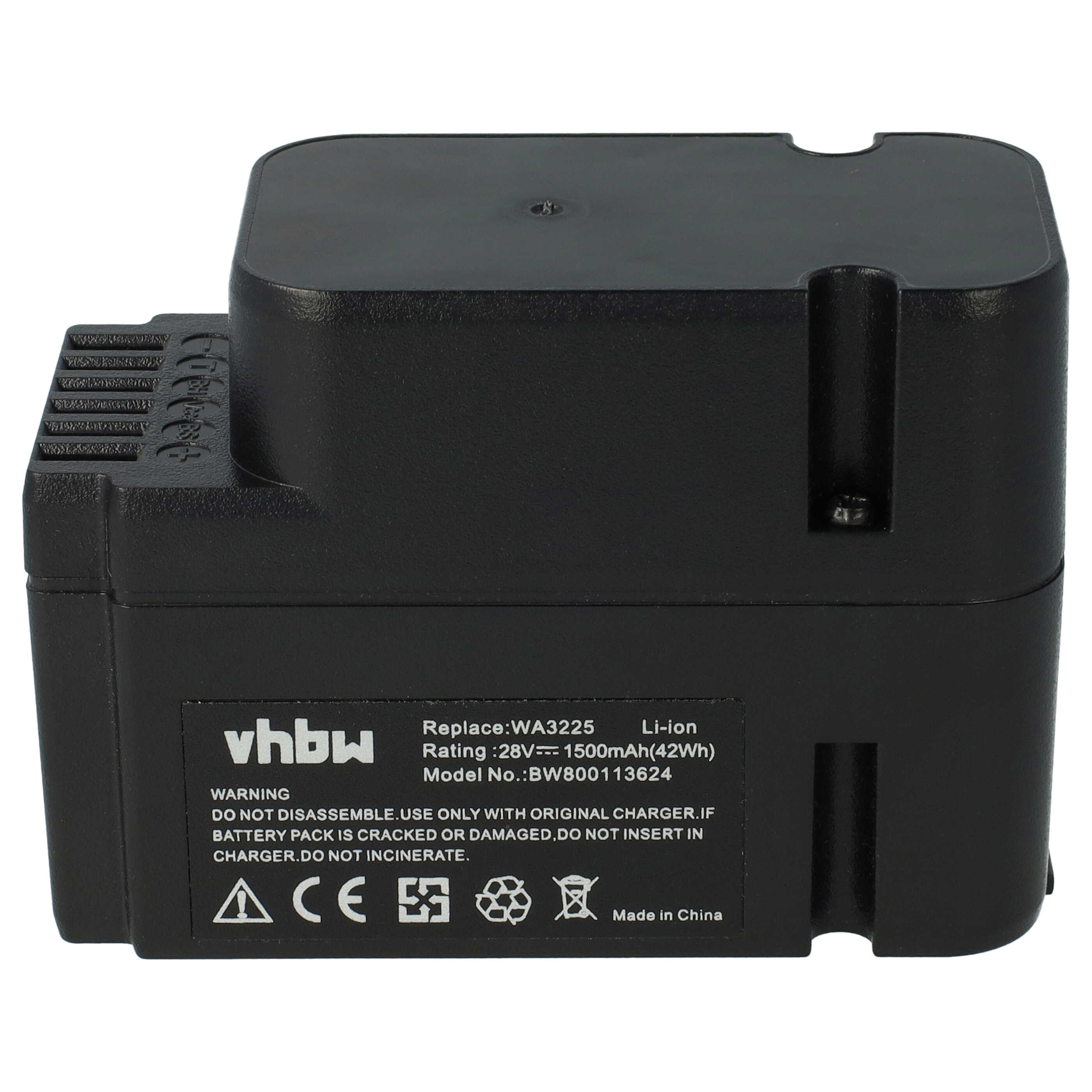 Lawnmower Battery Replacement for Worx WA3226, WA3225, WA3565 - 1500mAh 28V Li-Ion, black