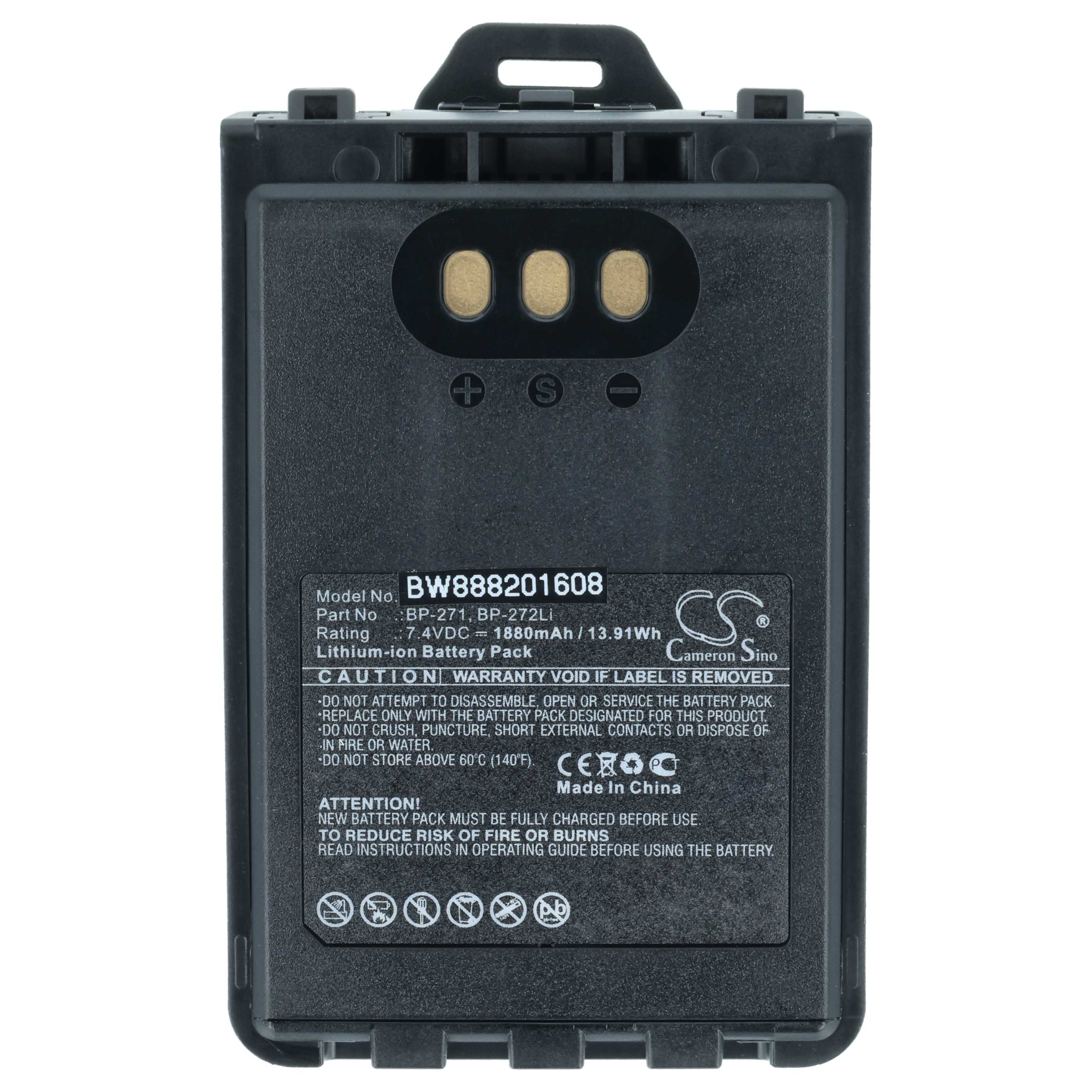 Radio 2x Battery replaces Icom BP-271, BP-272Li - 1880 mAh 7.4 V Li-Ion