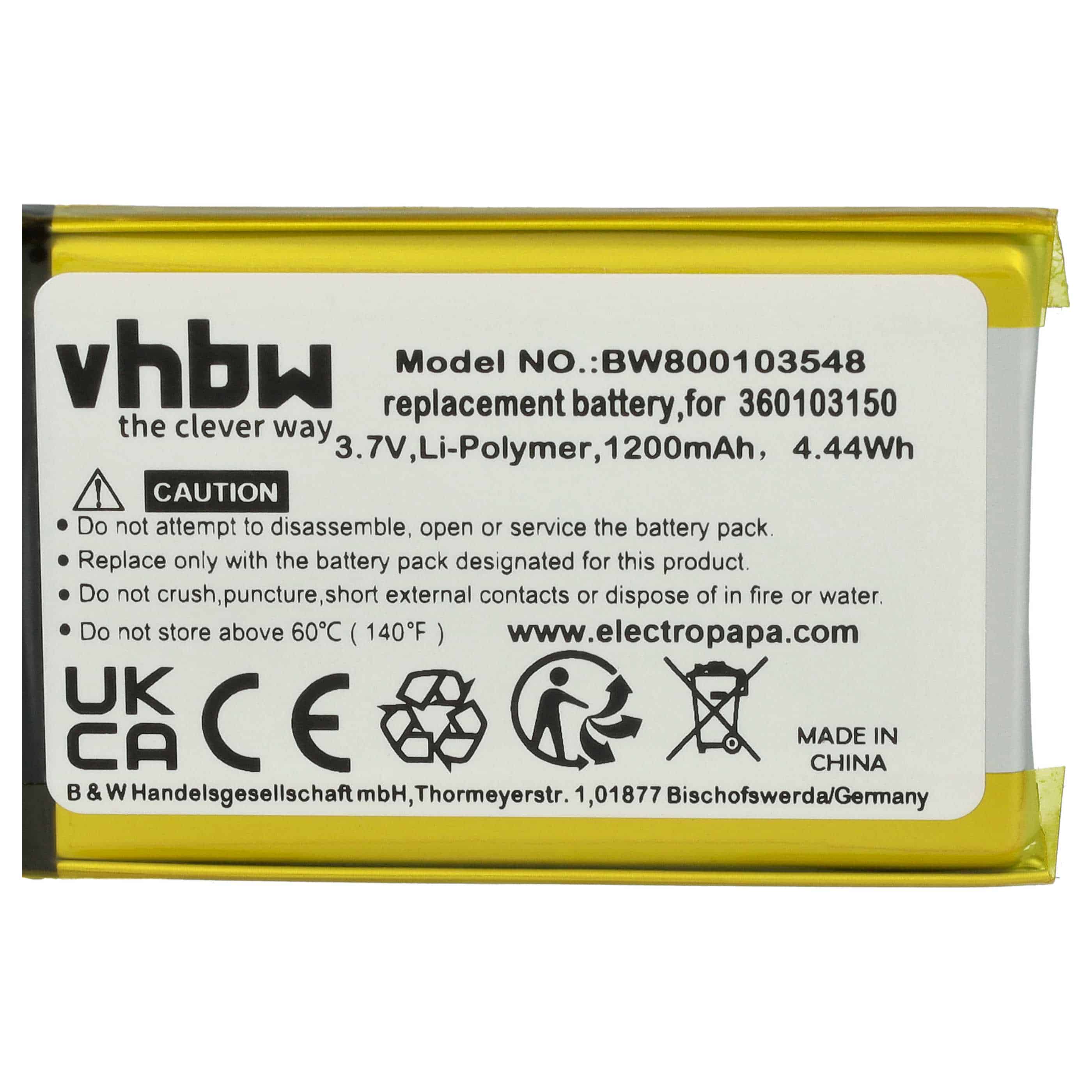 Akumulator do nawigacji GPS zamiennik TomTom 360103150 - 1200 mAh 3,7 V Li-Ion