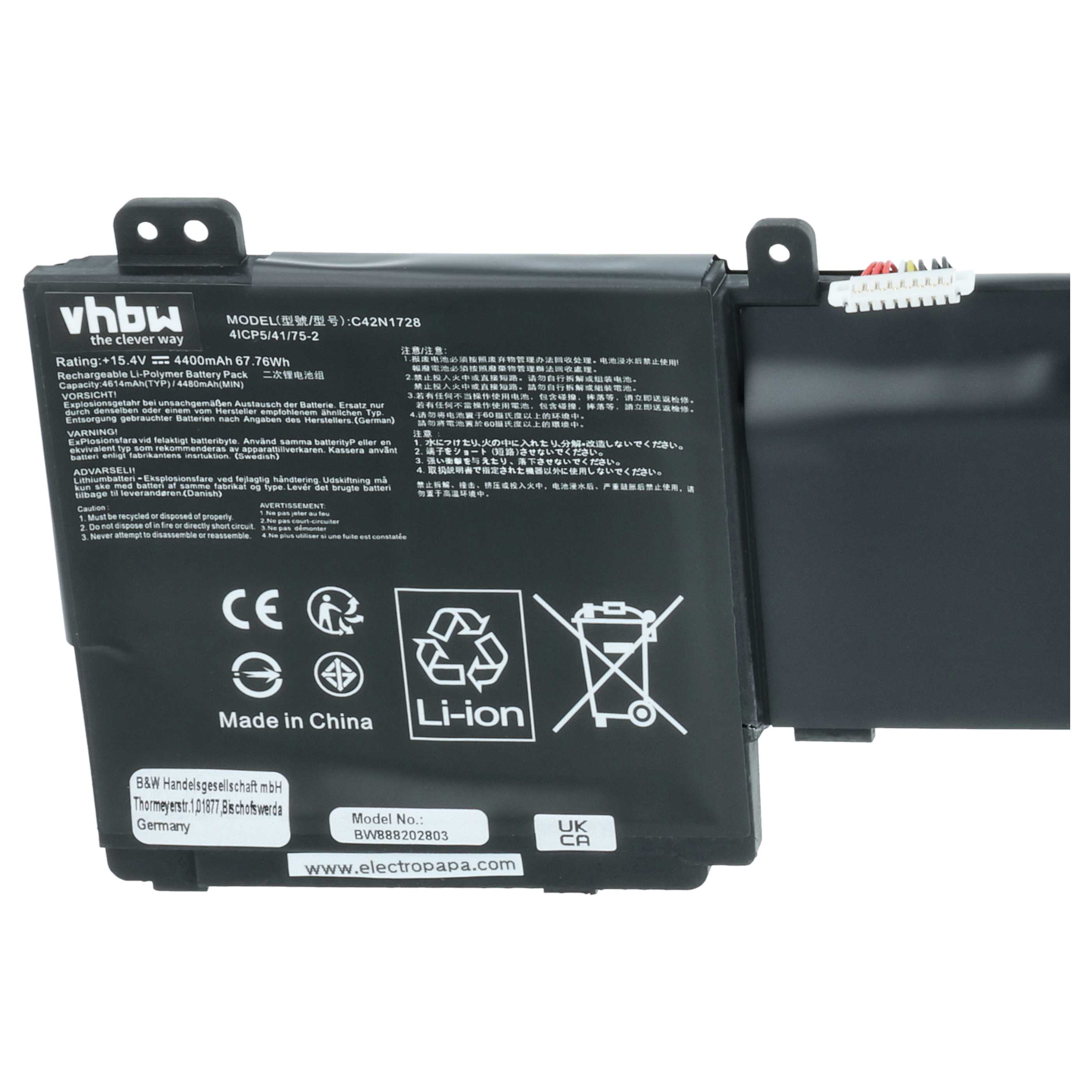Akumulator do laptopa zamiennik Asus C42N1728, C41N1728, 0B200-02520100 - 4400 mAh 15,4 V LiPo