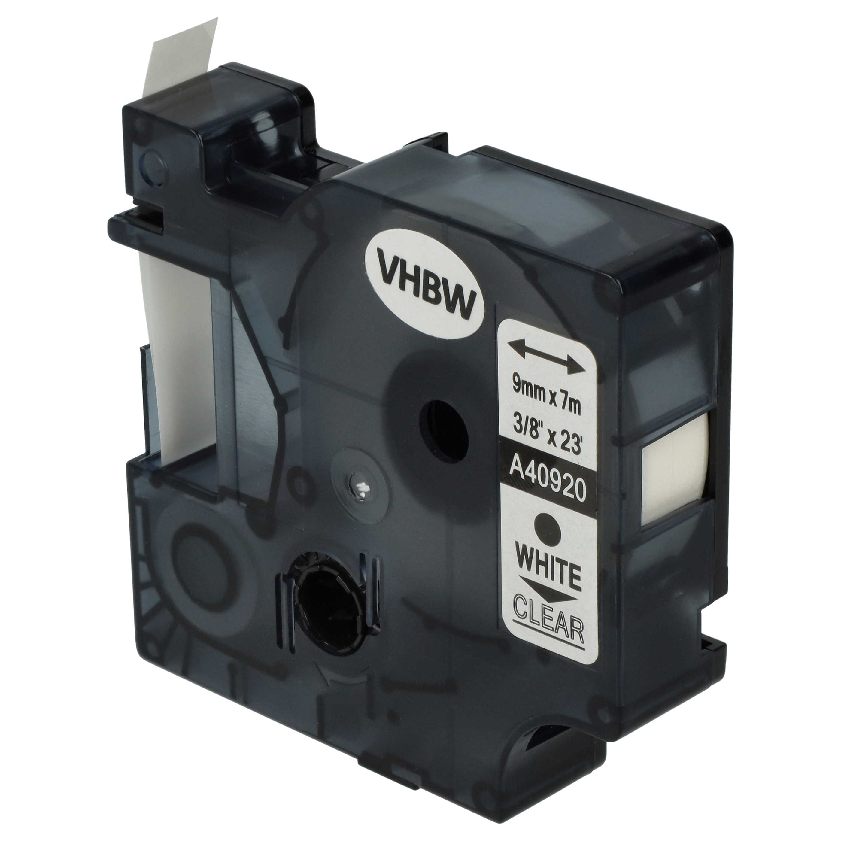 Label Tape replaces Dymo D1, 40920 - 9 mm White to Transparent