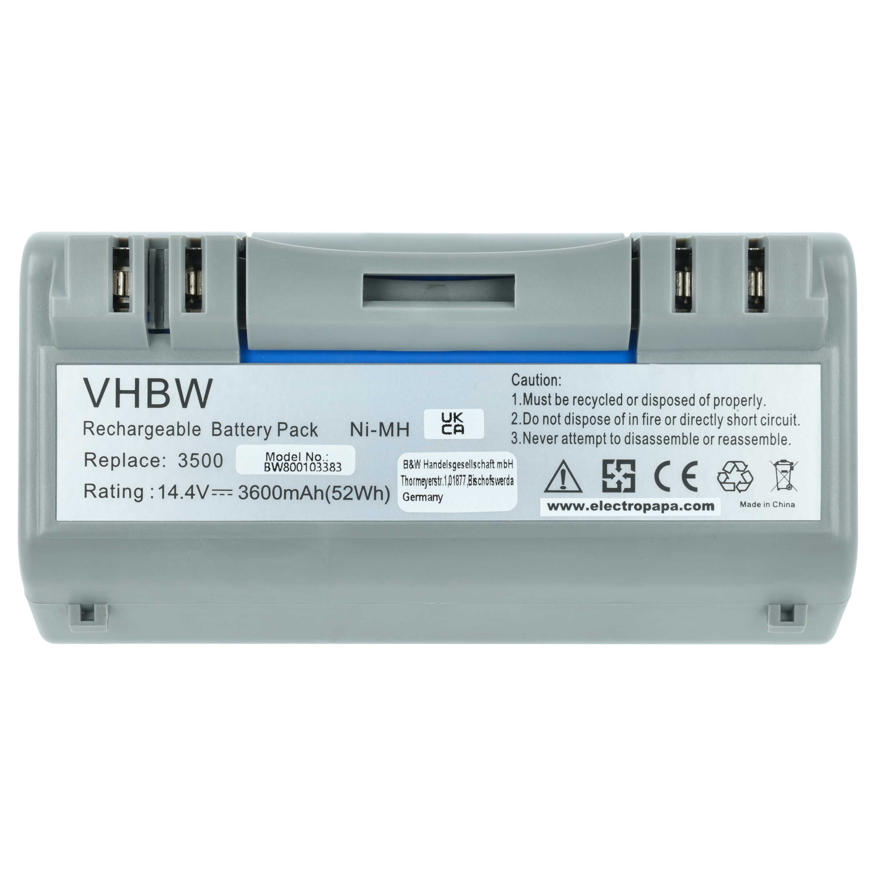 Battery replaces AEG SP385-BAT, 14904, SP5832 for iRobot 3600mAh, 14.4V, NiMH