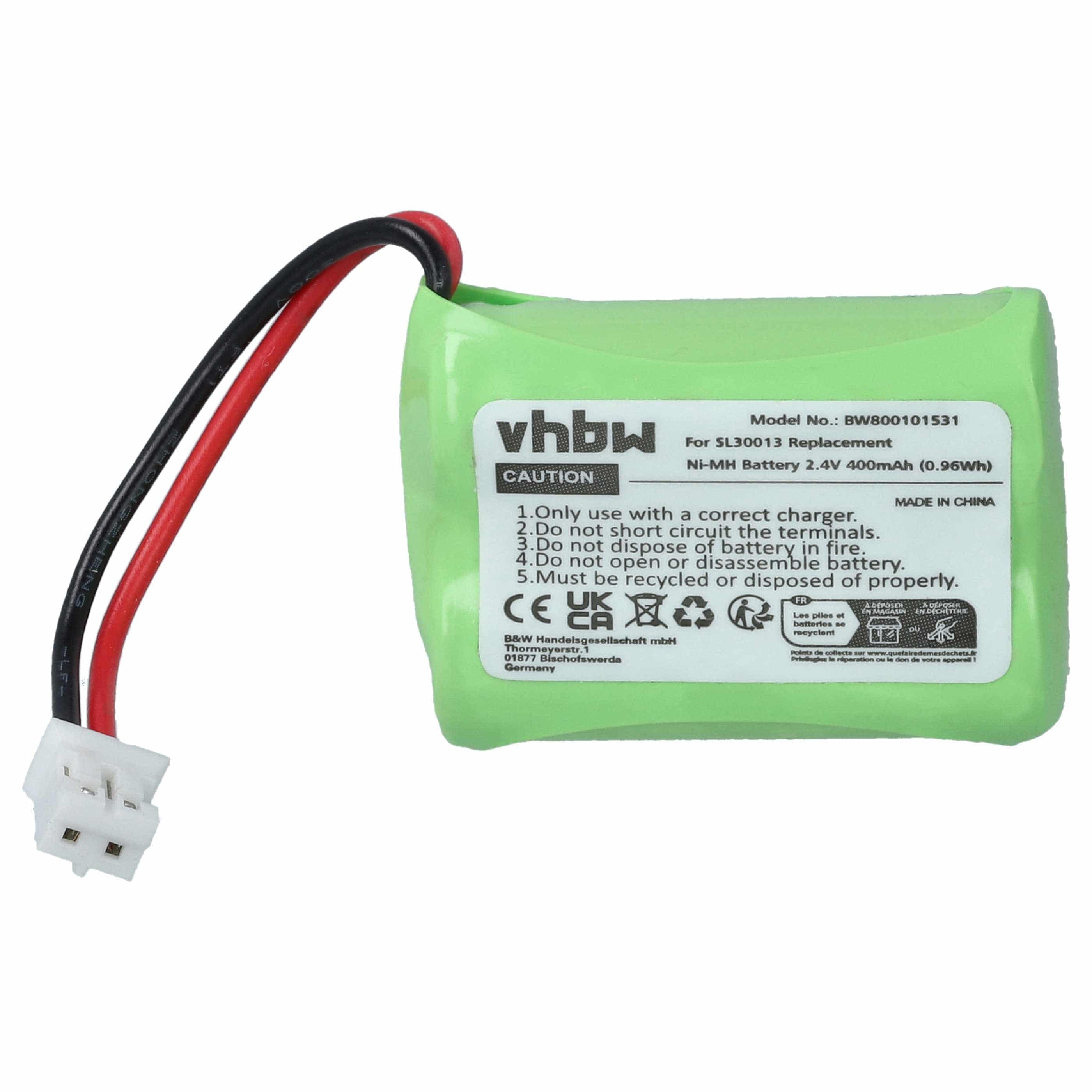 Batterie remplace SL30013 pour téléphone Simvalley - 400mAh 2,4V NiMH