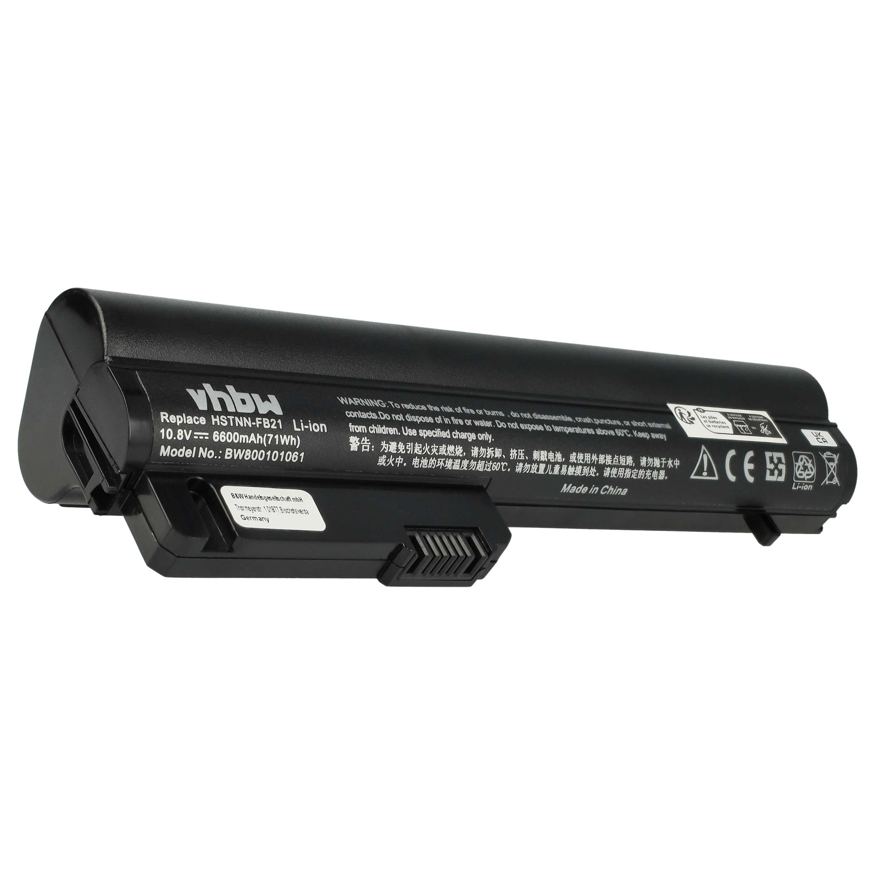 Batterie remplace HP 404887-241, 411126-001, 404888-241 pour ordinateur portable - 6600mAh 10,8V Li-ion, noir
