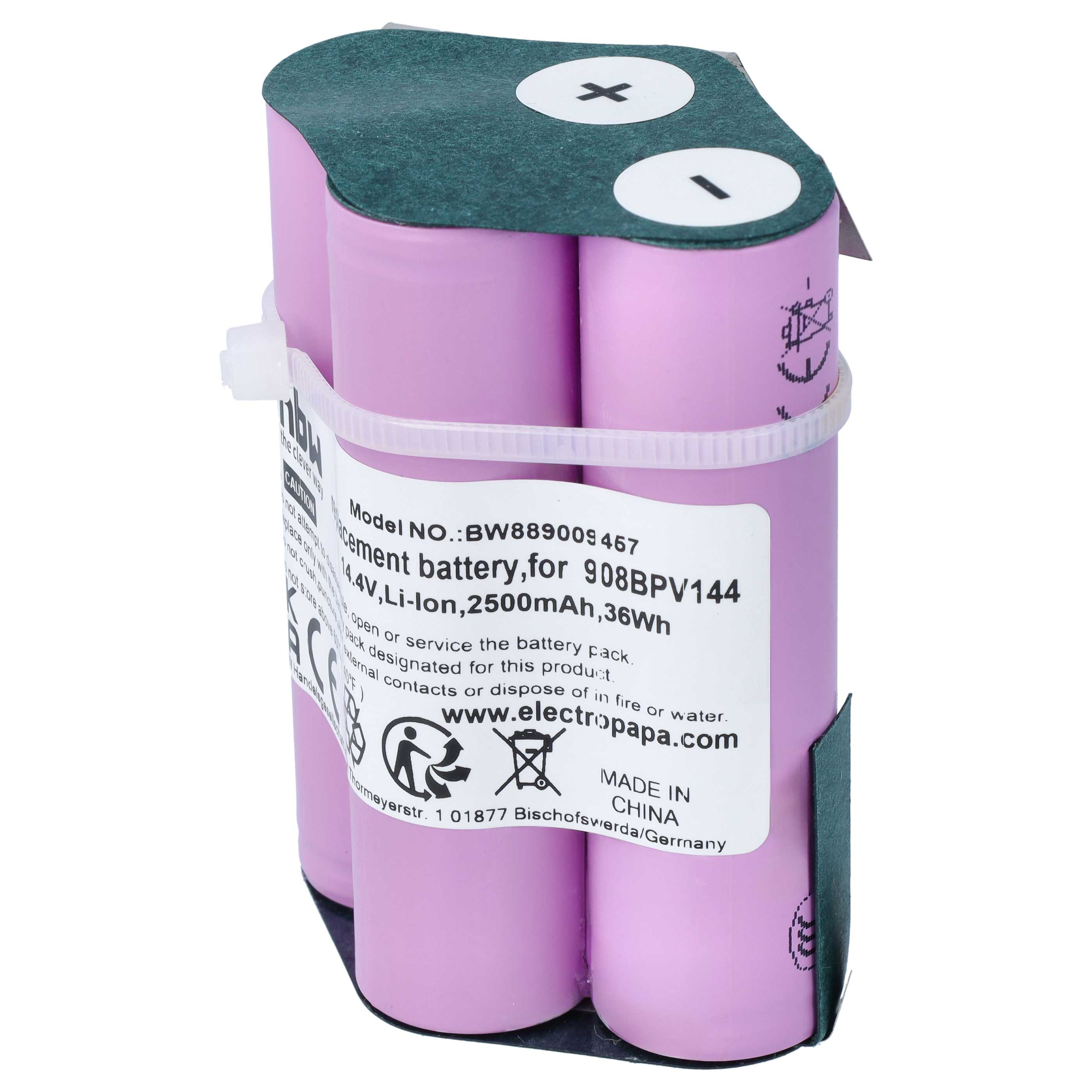 Akku als Ersatz für Bosch 908BPV144 für Bosch Staubsauger - 2500mAh 14,4V Li-Ion