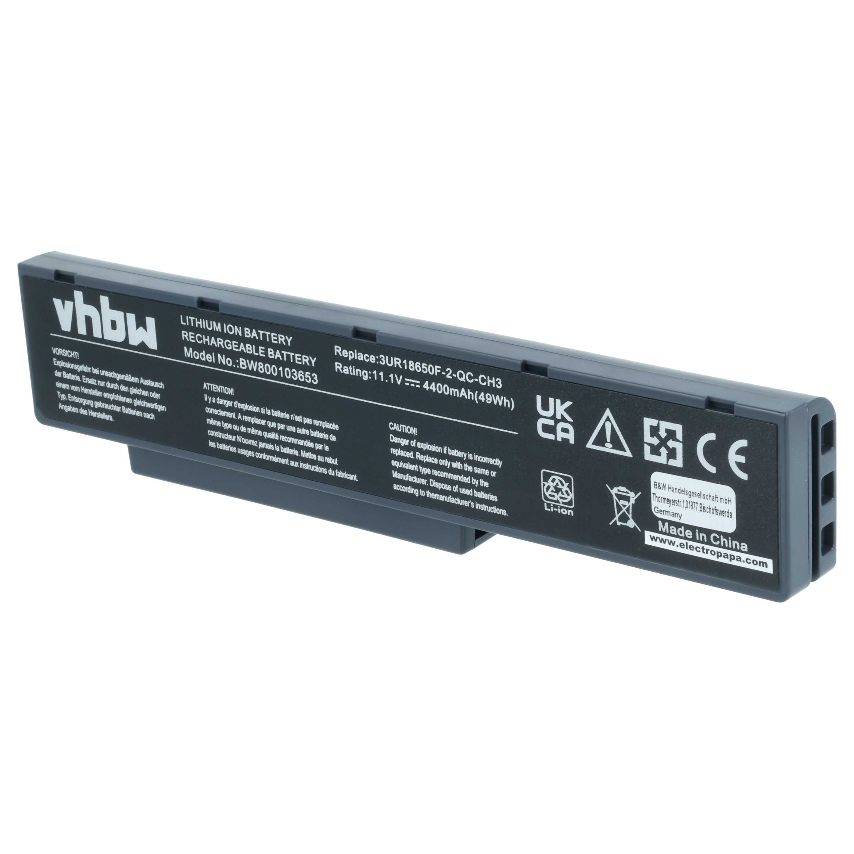 Akumulator do laptopa zamiennik 2C.20770.001, 2C.20770.011, 2C.20C30.001 - 4400 mAh 11,1 V Li-Ion, czarny