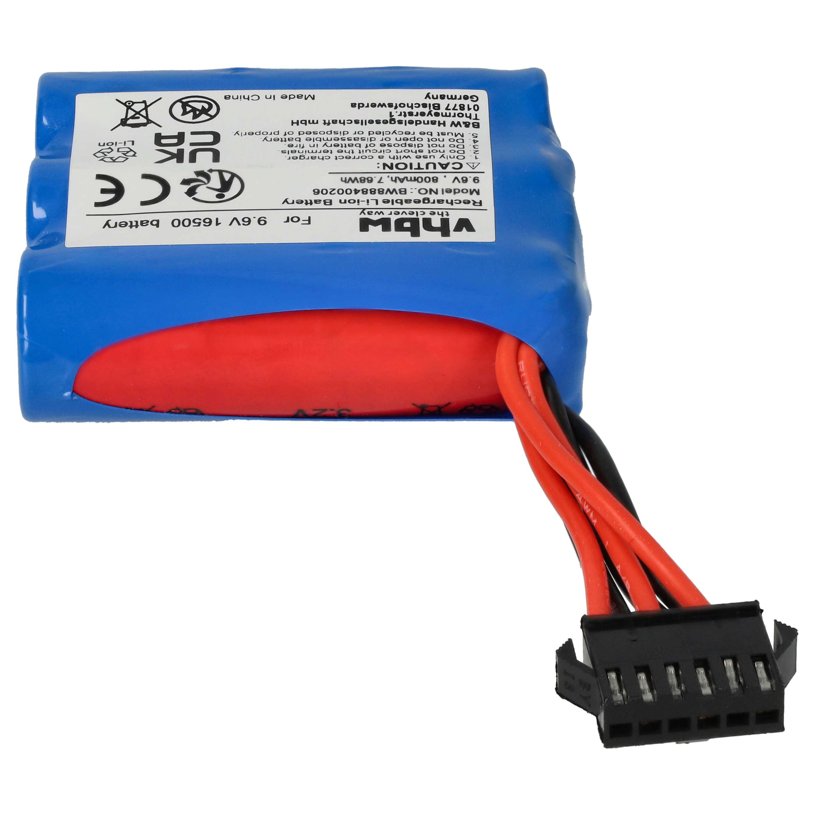 Batterie remplace GPToys 16500-3S1P modèle radio-télécommandé - 800mAh 9,6V Li-ion, SM-6P