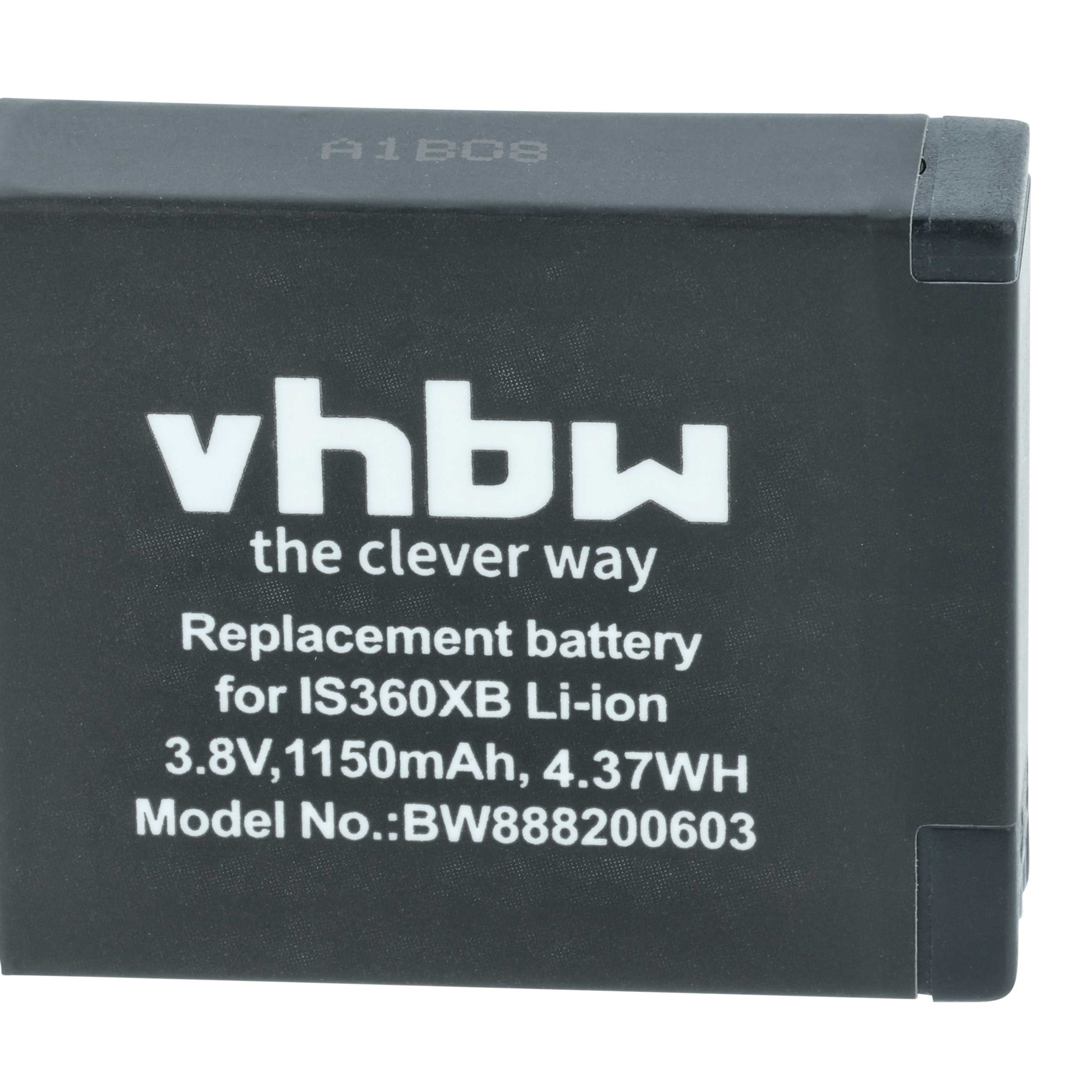 2x Battery replaces Insta360 PL903135VT, PL903135VT-S01 - 1150mAh, 3.8V, Li-Ion