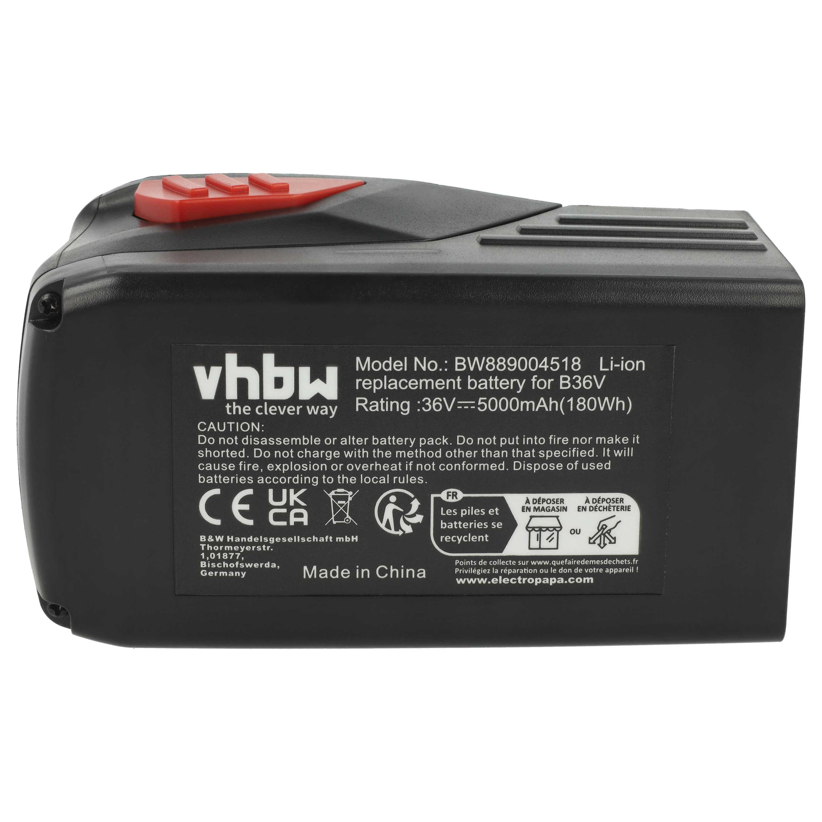Akku 36V als Ersatz für Hilti B36, B36V, 2203932, 418009 - 5Ah, Li-Ion