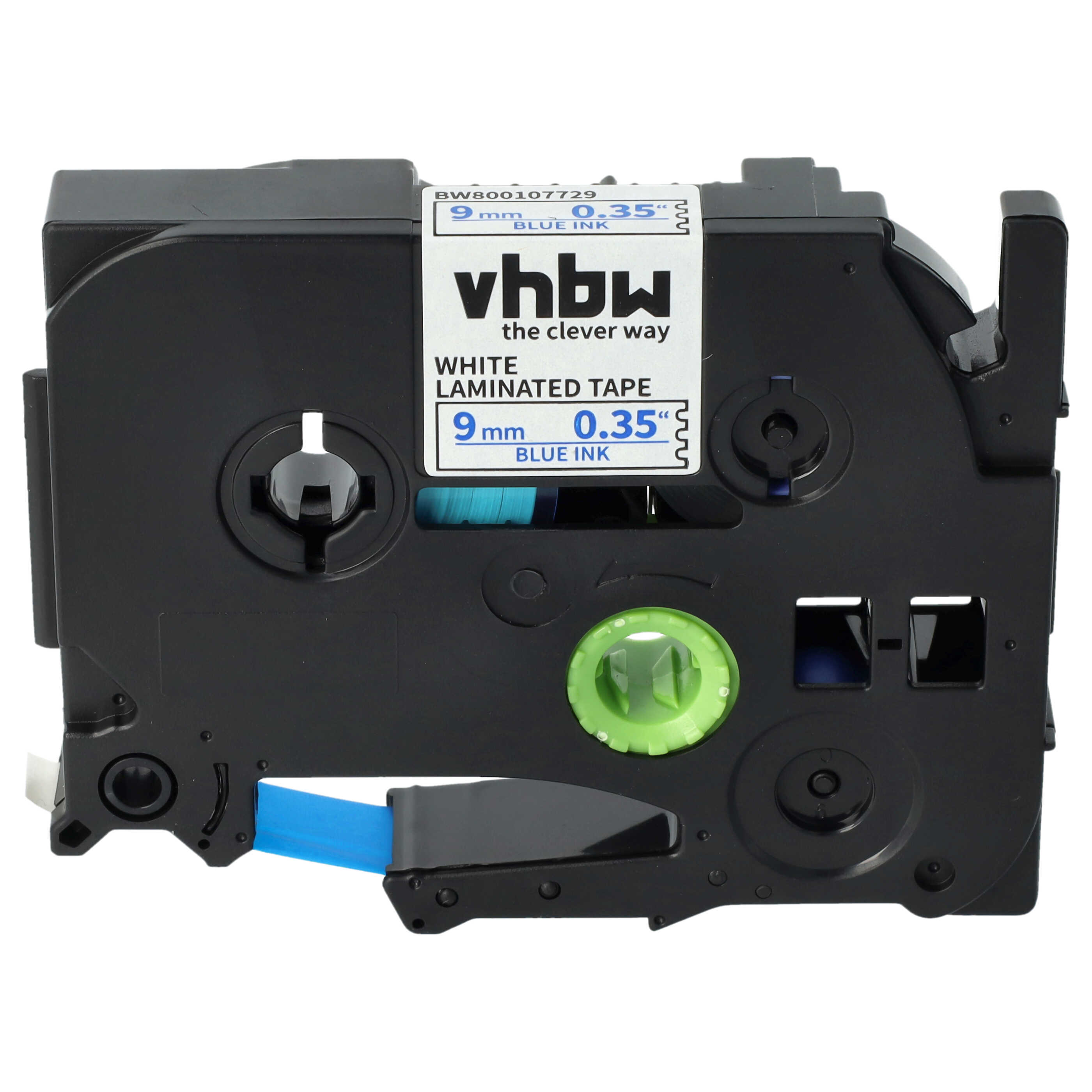 Label Tape as Replacement for Brother TZE-223 - 9 mm Blue to White