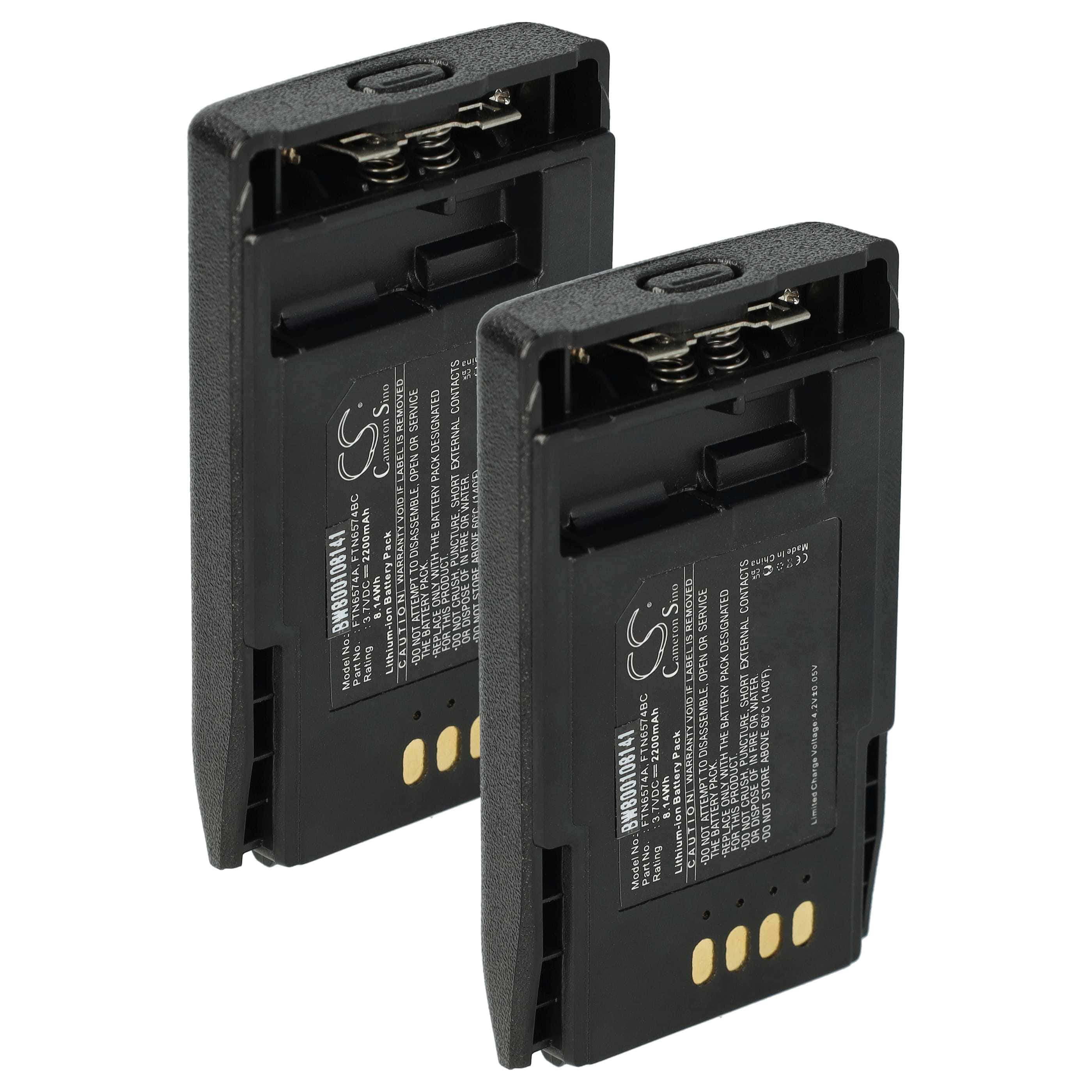 Radio 2x Battery replaces Motorola AP-6574, PMNN4351, FTN6574BC, FTN6574A, FTN6574 - 2200 mAh 3.7 V Li-Ion