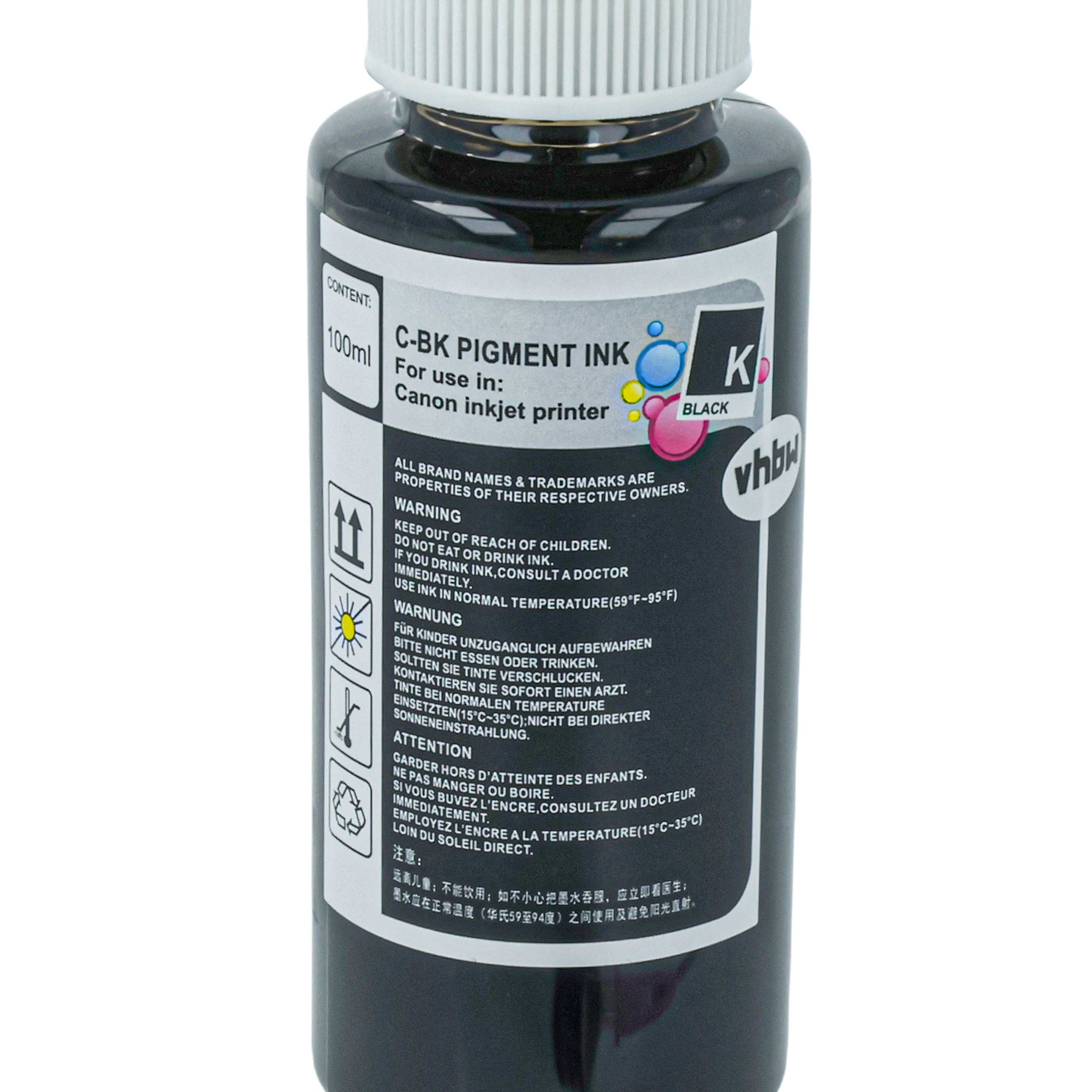 Refill Ink Black suitable for Canon Printer - Pigmented, 100 ml