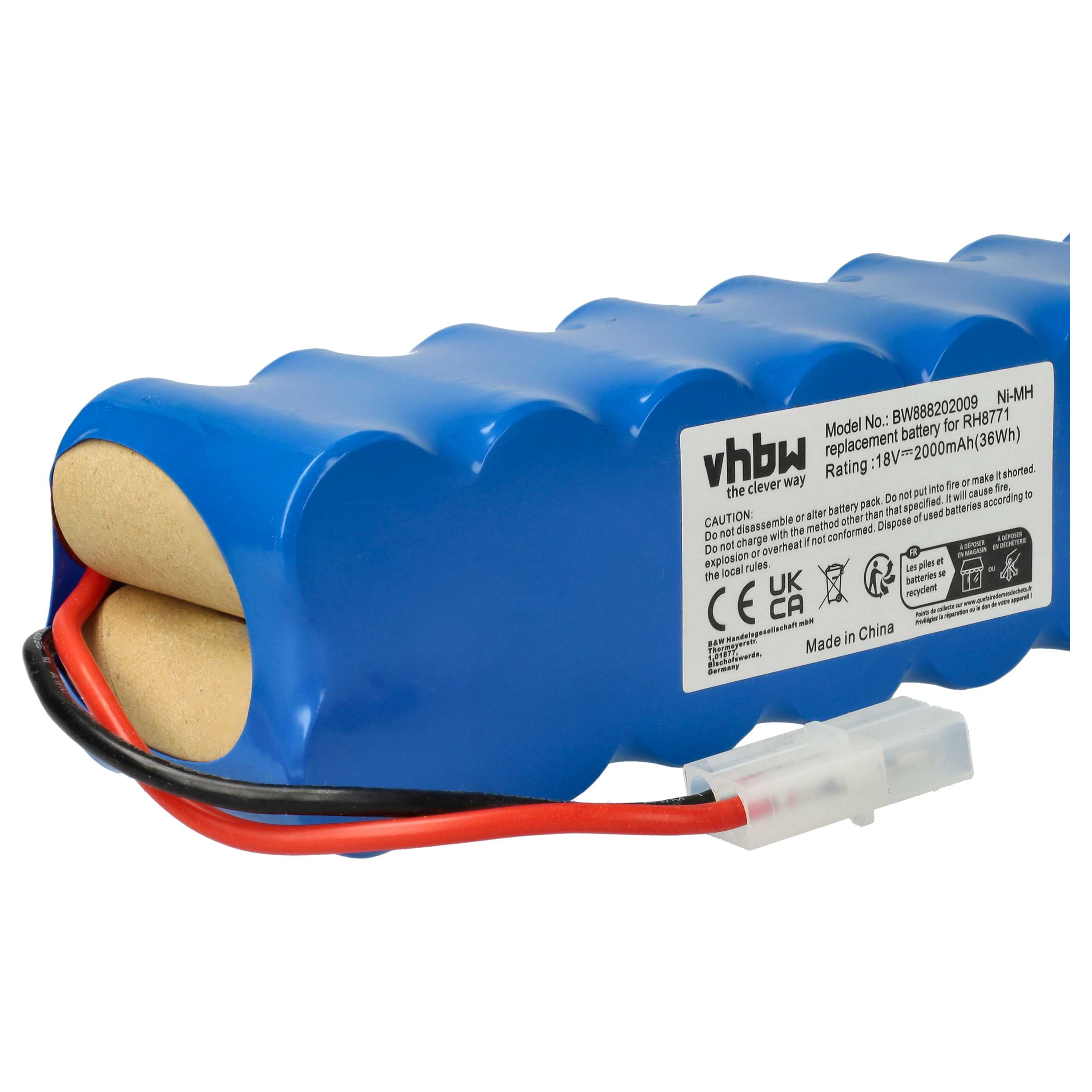 Battery replaces Rowenta RD-ROW18VA for Rowenta 2000mAh, 18V, NiMH