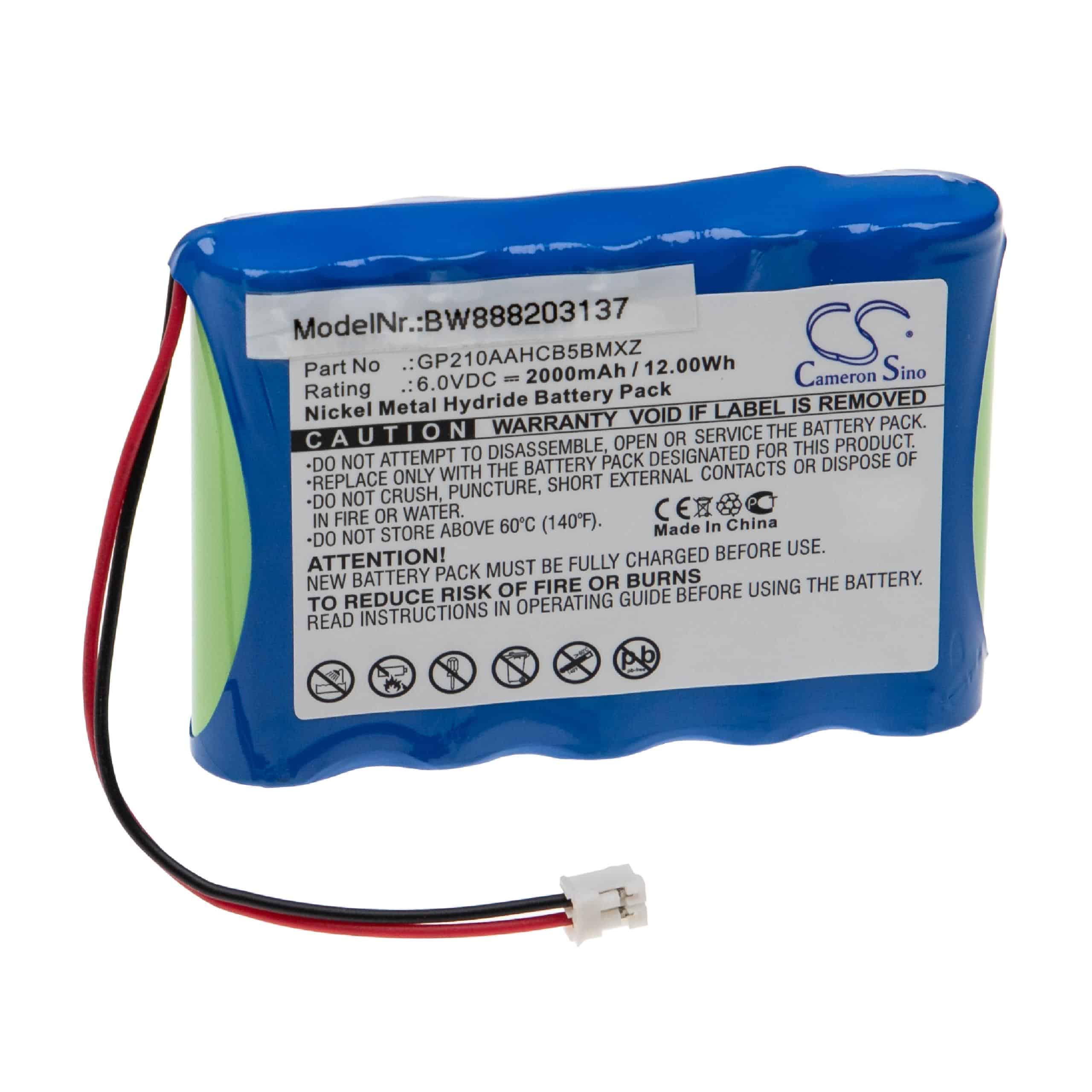 Medical Equipment Battery Replacement for VDW GP210AAHCB5BMXZ - 2000mAh 6V NiMH