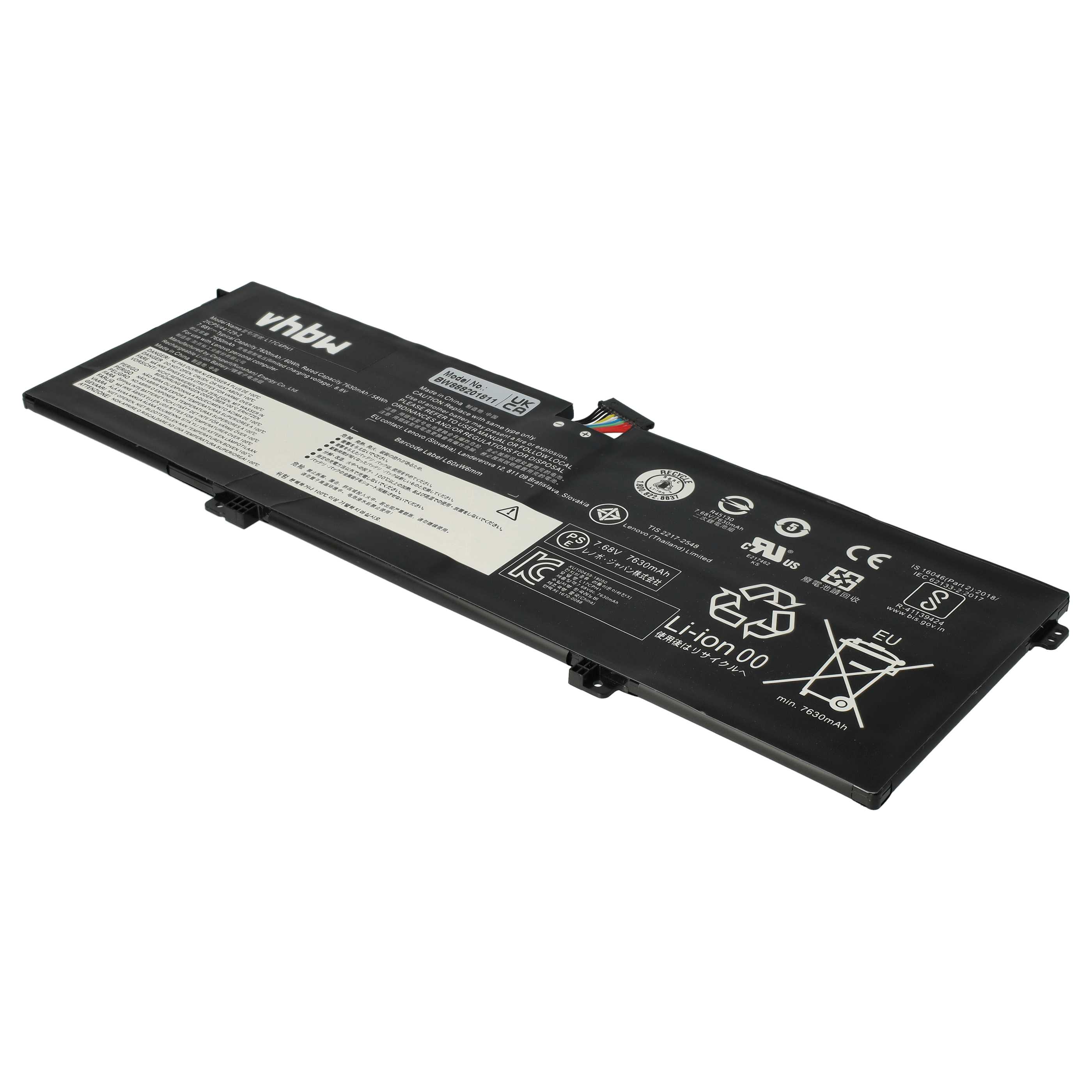 Batteria sostituisce Lenovo 5B10Q82425, 5B10W67273, 5B10Q82426 per notebook Lenovo - 7600mAh 7,68V Li-Poly