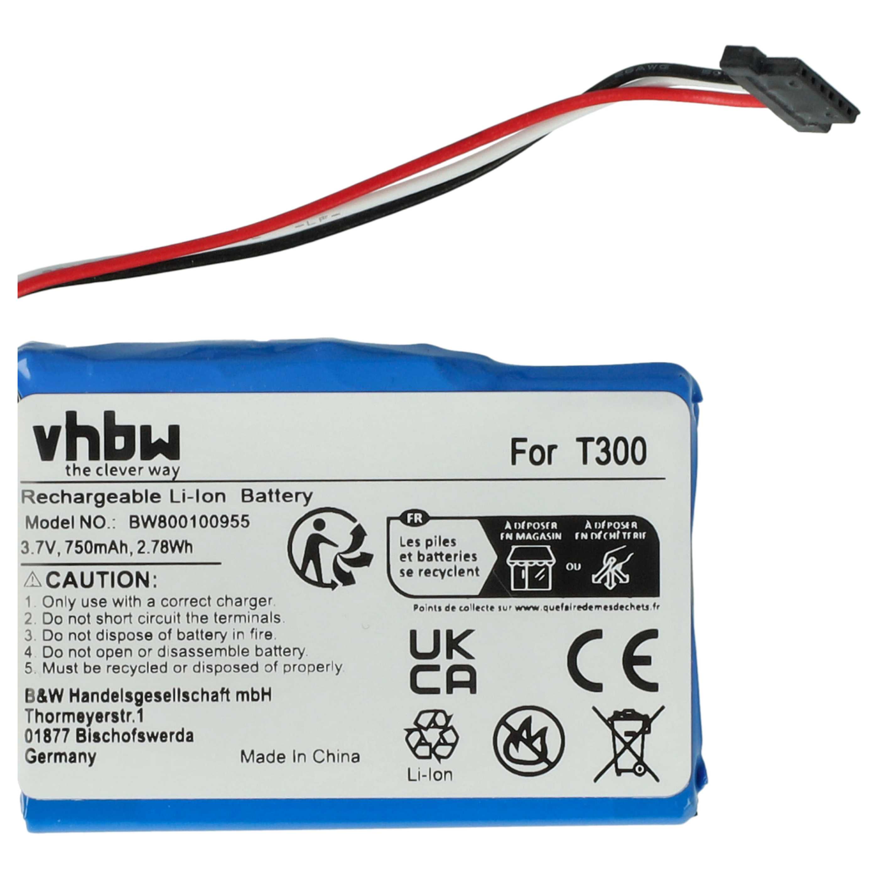 Akumulator do nawigacji GPS zamiennik Medion T300-1, 338937010168 - 750 mAh 3,7 V Li-Ion