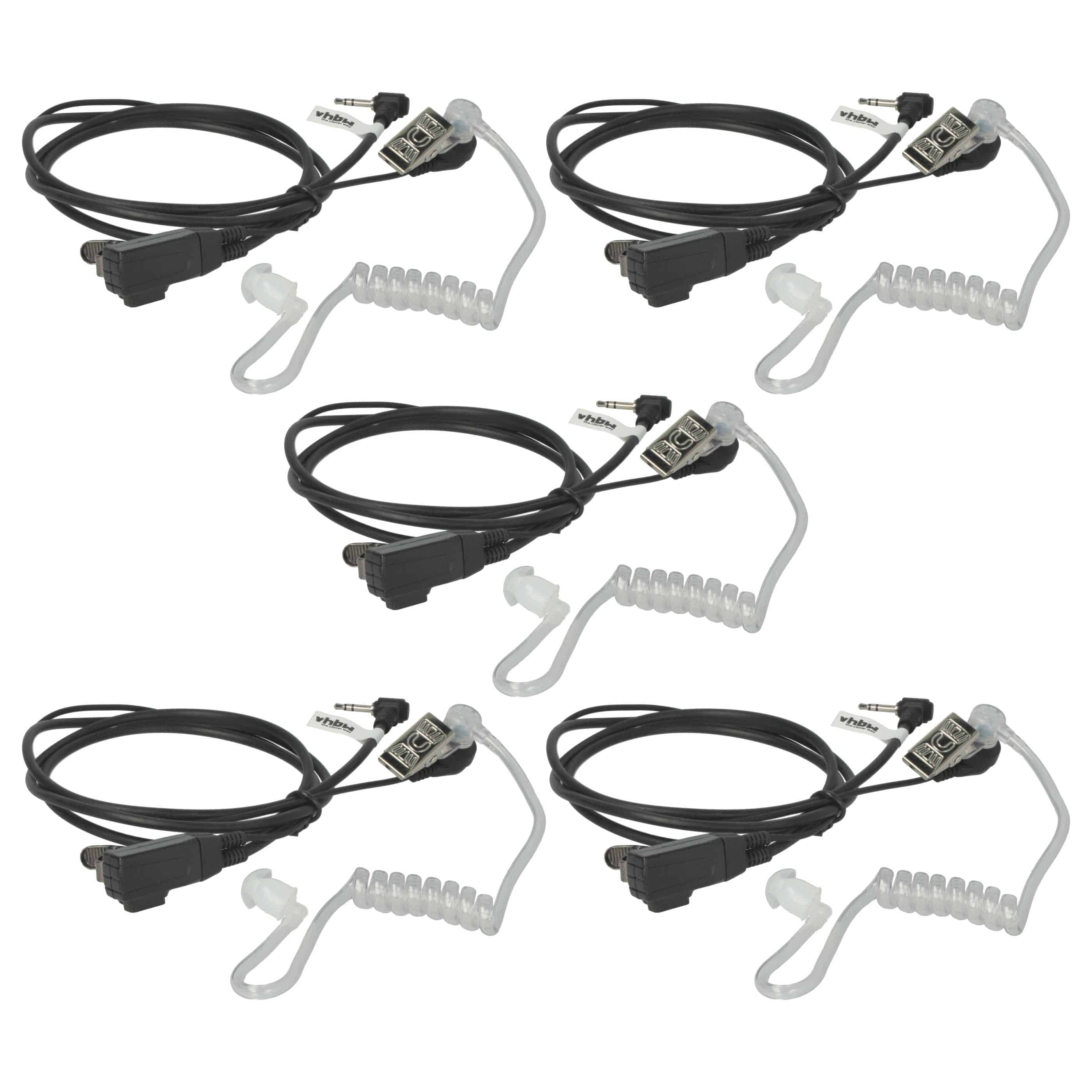 5x Security Headset suitable for Motorola PMR446 Radio - "Take Call Button", Clip Mount + Phono Cable