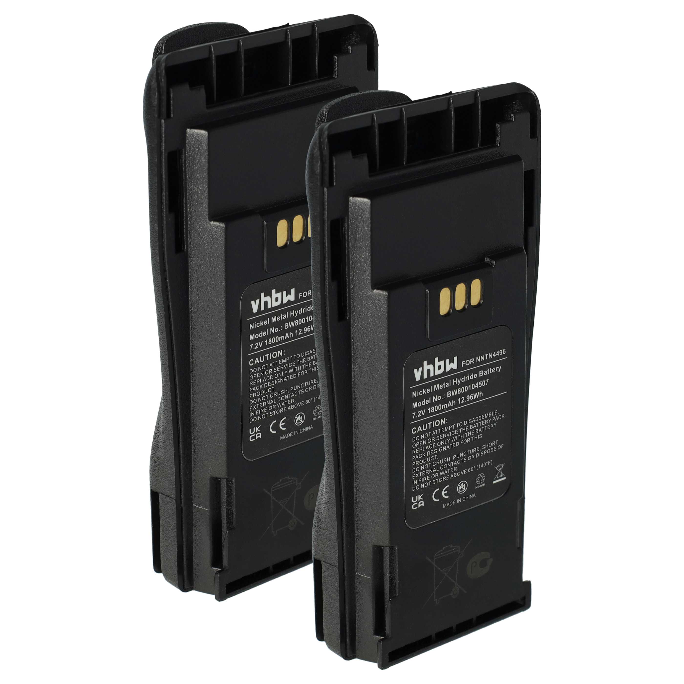 Radio 2x Battery suitable for Motorola CP040, CP200d, DP1400 - 1800 mAh 7.2 V NiMH